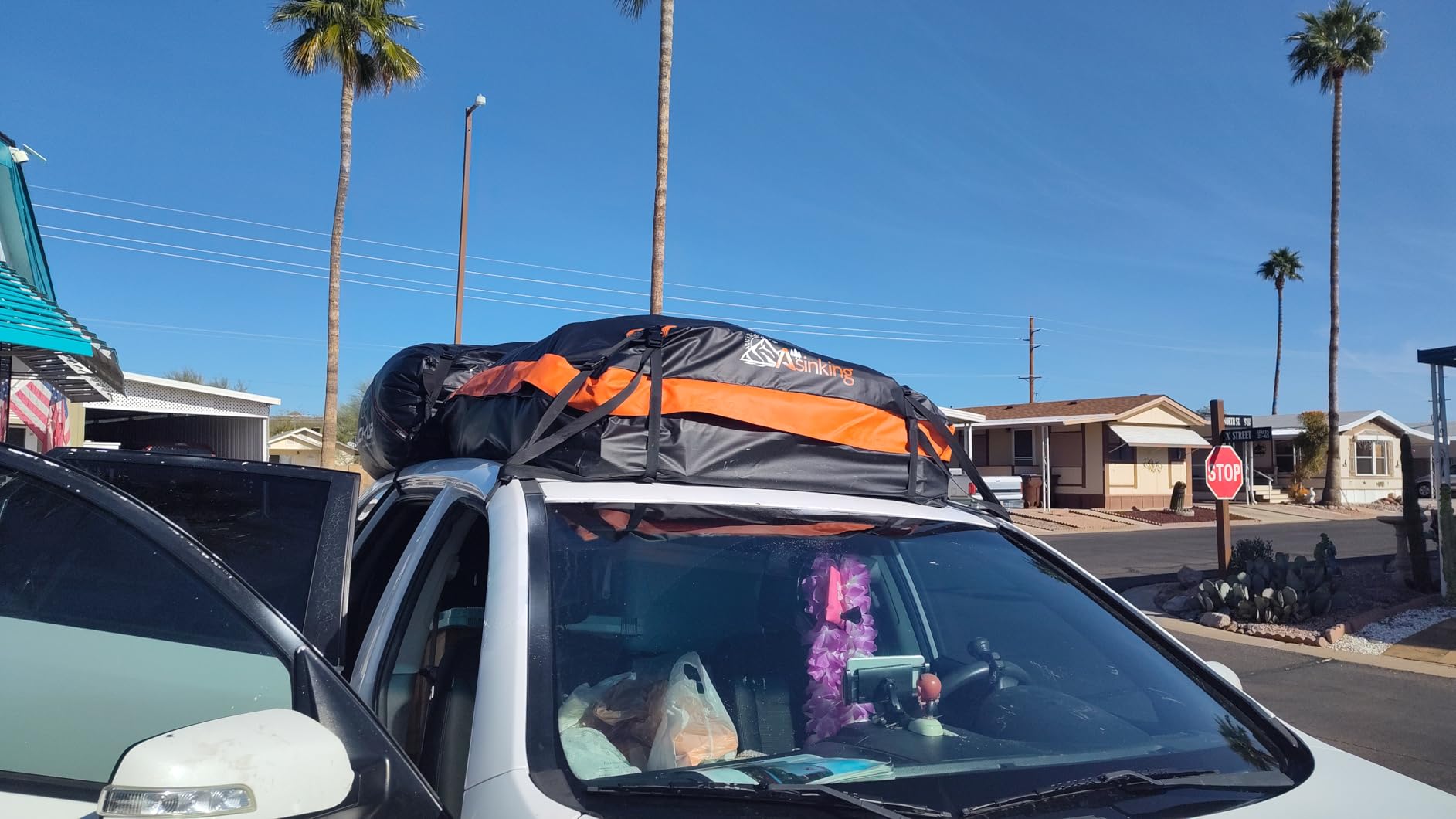 Asinking Car Rooftop Cargo Carrier Bag 21 Cubic feet Waterproof Car Roof Top Bag for All Cars with/Without Rack, Includes Anti-Slip Mat, 10 Reinforced Straps, 6 Door Hooks, Luggage Lock customer photo 2