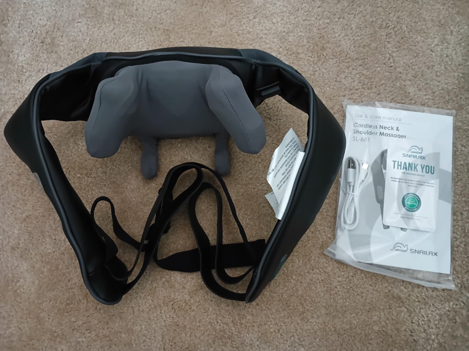 Snailax 4D Cordless Neck and Shoulder Massager with Heat & Kneading, FSA | HSA Eligible, 2 Shiatsu Modes, 3 Speeds, 2 Heat Levels, Large-Capacity Battery, 100-Min, Hands-Free Strap, Washable Sleeve customer photo 2