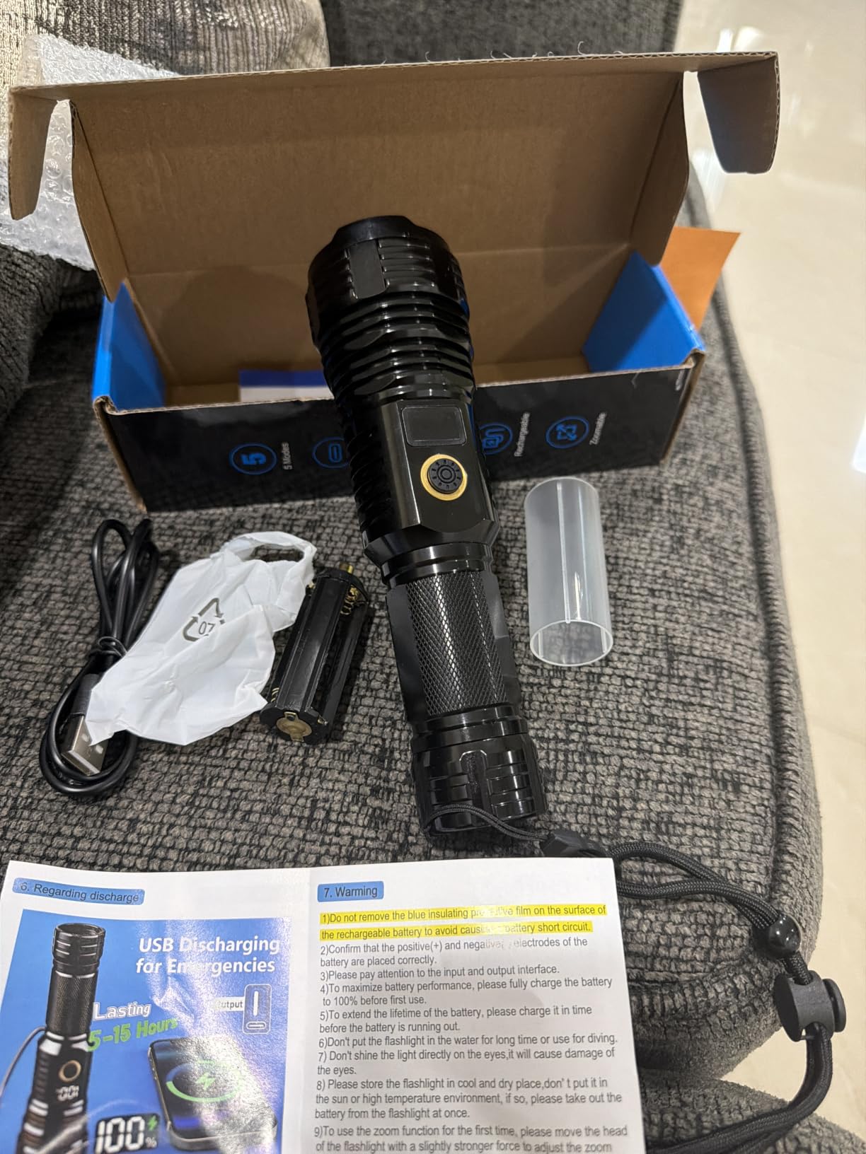 Rechargeable Flashlights High Lumens, 100000LM LED Super Bright Flash Light | LCD Display, Long Range & Long Lasting, Zoomable, Waterproof, 5 Modes, Tactical Linternas for Home Emergencies Camping customer photo 2