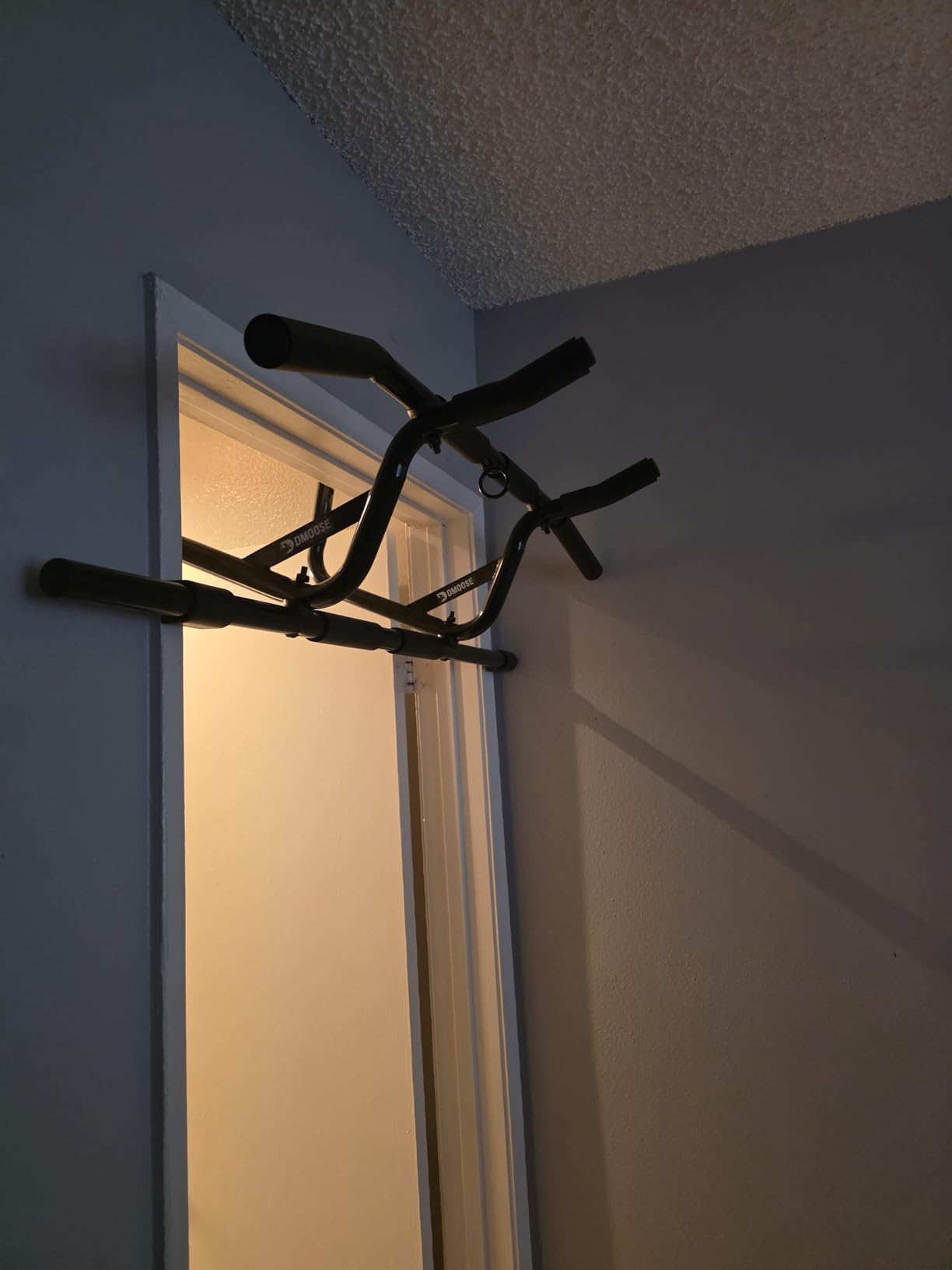 DMoose Fitness Pull Up Bar for Doorway - No Screwing or Slipping, Hanging Pullup & Chin Up Bar for Door Frame - Multi Padded Grips for Strength Training with Installation Guide customer photo 2
