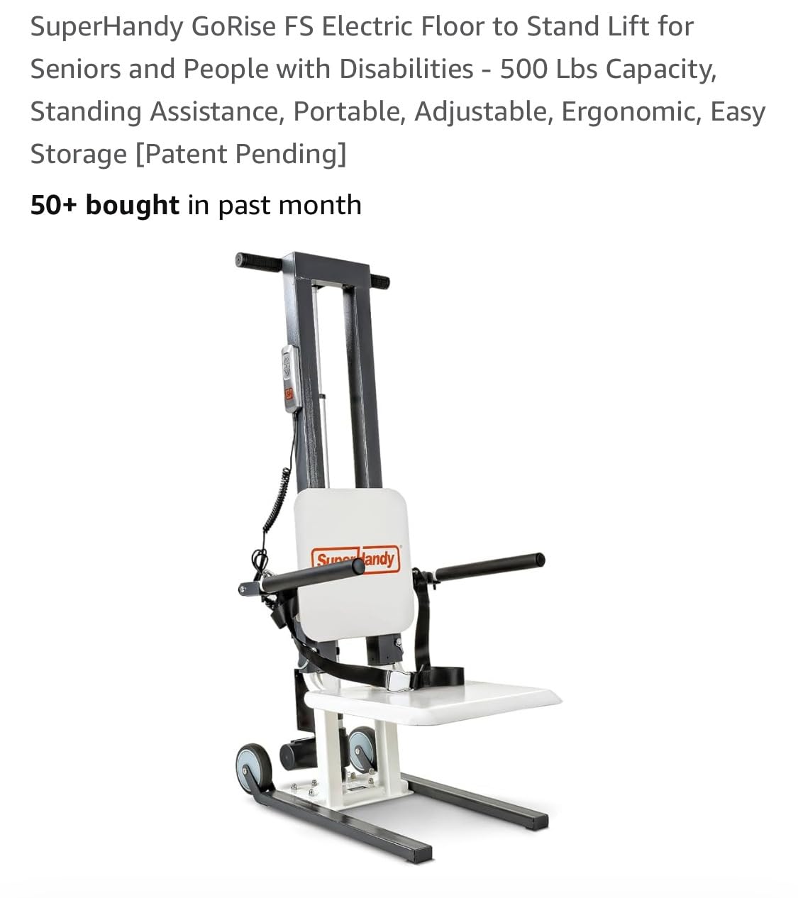 SuperHandy Electric Floor Lift, 500 Lbs Capacity, Portable Design - Portable patient lift helps raise users from floor to standing; built for rated specs and capacity; Home Care customer photo 1