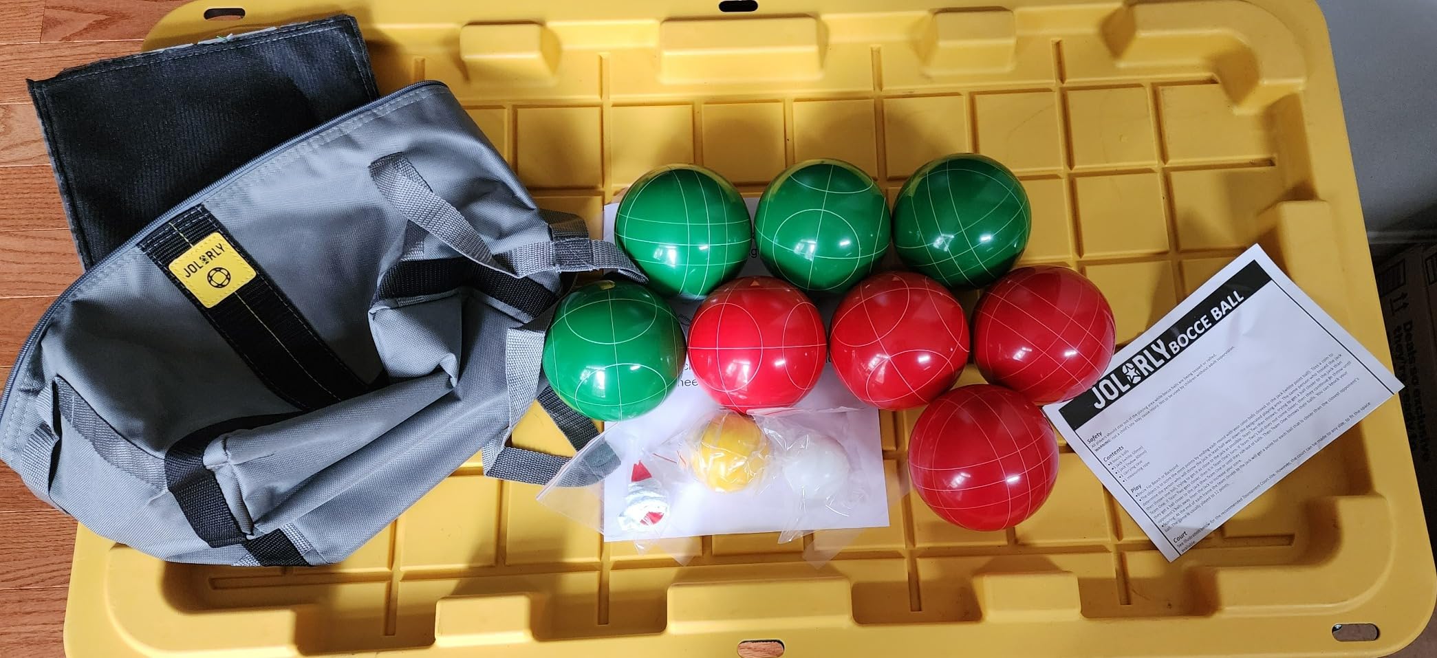 Professional Grade 107mm Bocce Ball Game Set Regulation Size and Weight 920g for Official Tournaments (Red and Green) customer photo 1
