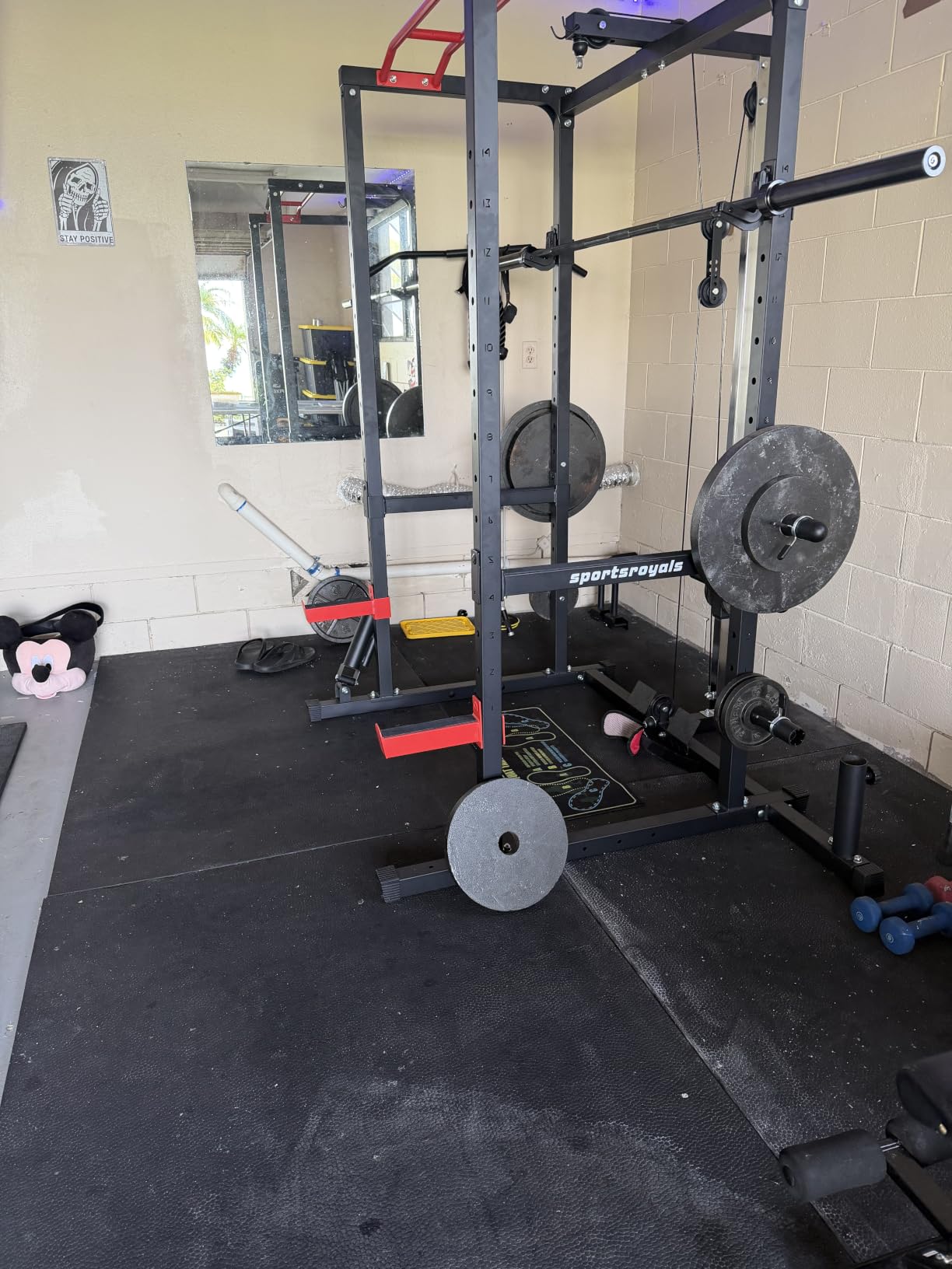 SPORTSROYALS Power Rack, Multi-Functional Power Cage, Squat Rack with Pulley System & LAT Pull Down customer photo 1