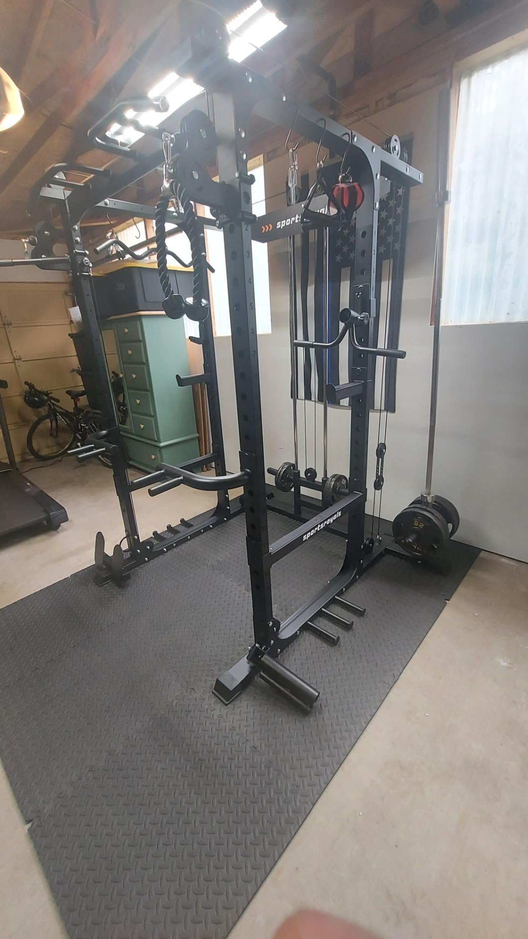 SPORTSROYALS Power Rack, Multi-Functional Power Cage, Squat Rack with Pulley System & LAT Pull Down customer photo 2