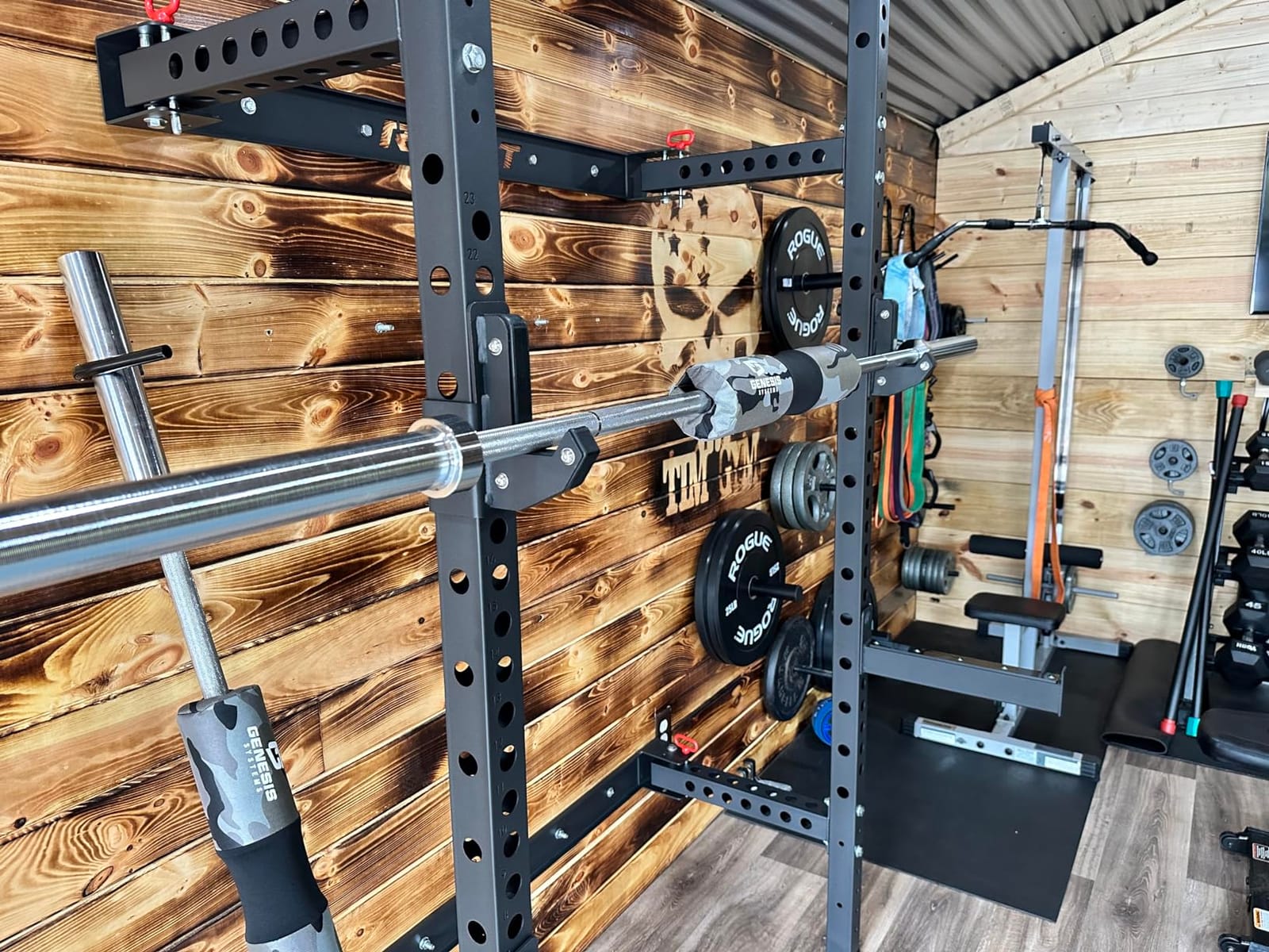 RitFit 2.36'' x 2.36'' Folding Squat Rack for Home Gym, Wall Mounted Squat Rack with Attachments - Space Saving Squat Power Rack customer photo 1