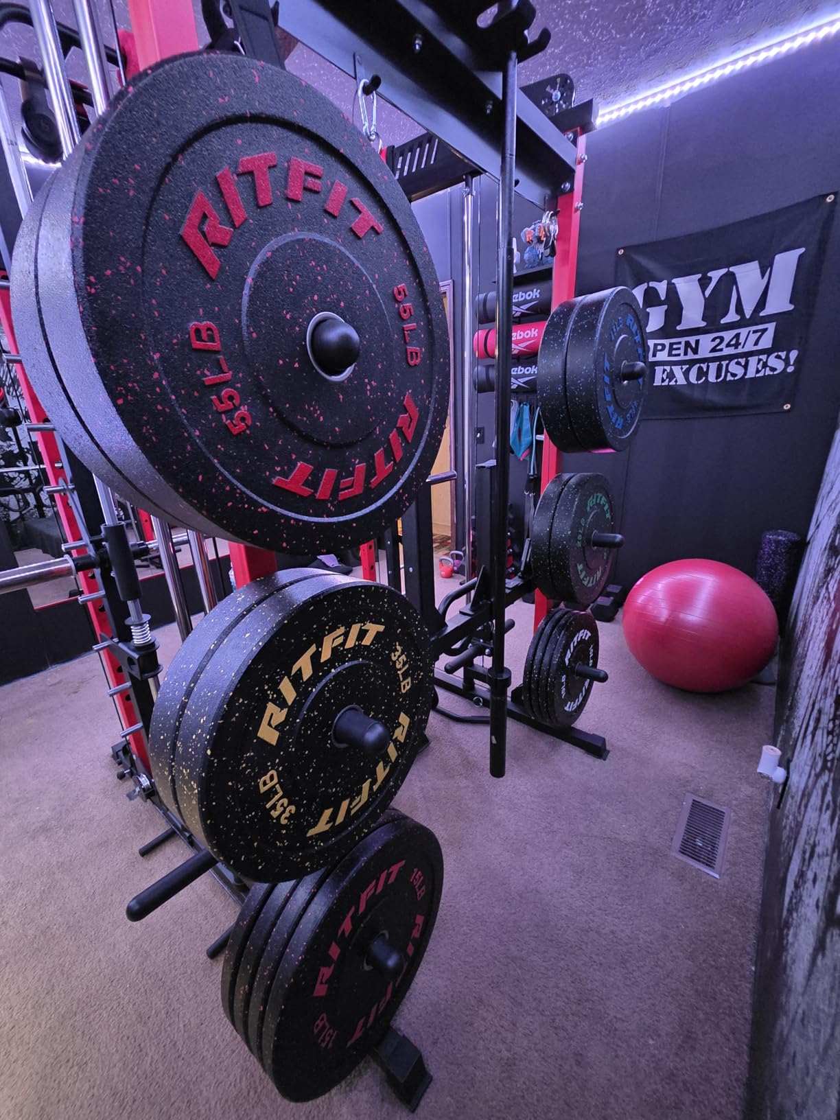 RitFit Bumper Plates, Colored Fleck-Rubber Weight Plates with Steel Insert, 2-inch Olympic Weight Plates for Weight Lifting and Strength Training customer photo 1