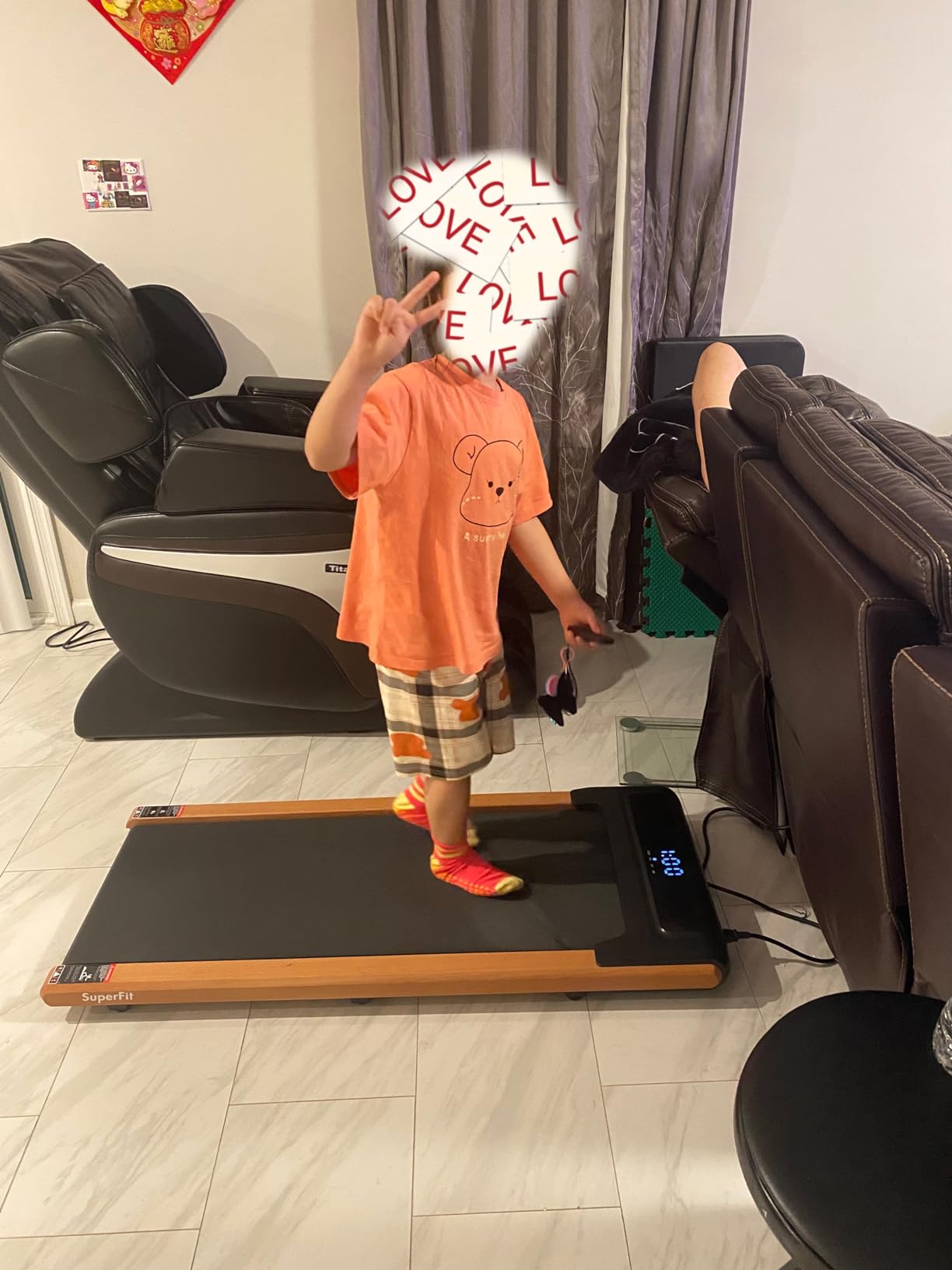 Goplus Walking Pad, Wooden Under Desk Treadmill for Home Office, Portable Walking Pad Treadmill with Remote Control, APP Control and LED Display, Installation-Free Walking Jogging Machine customer photo 1
