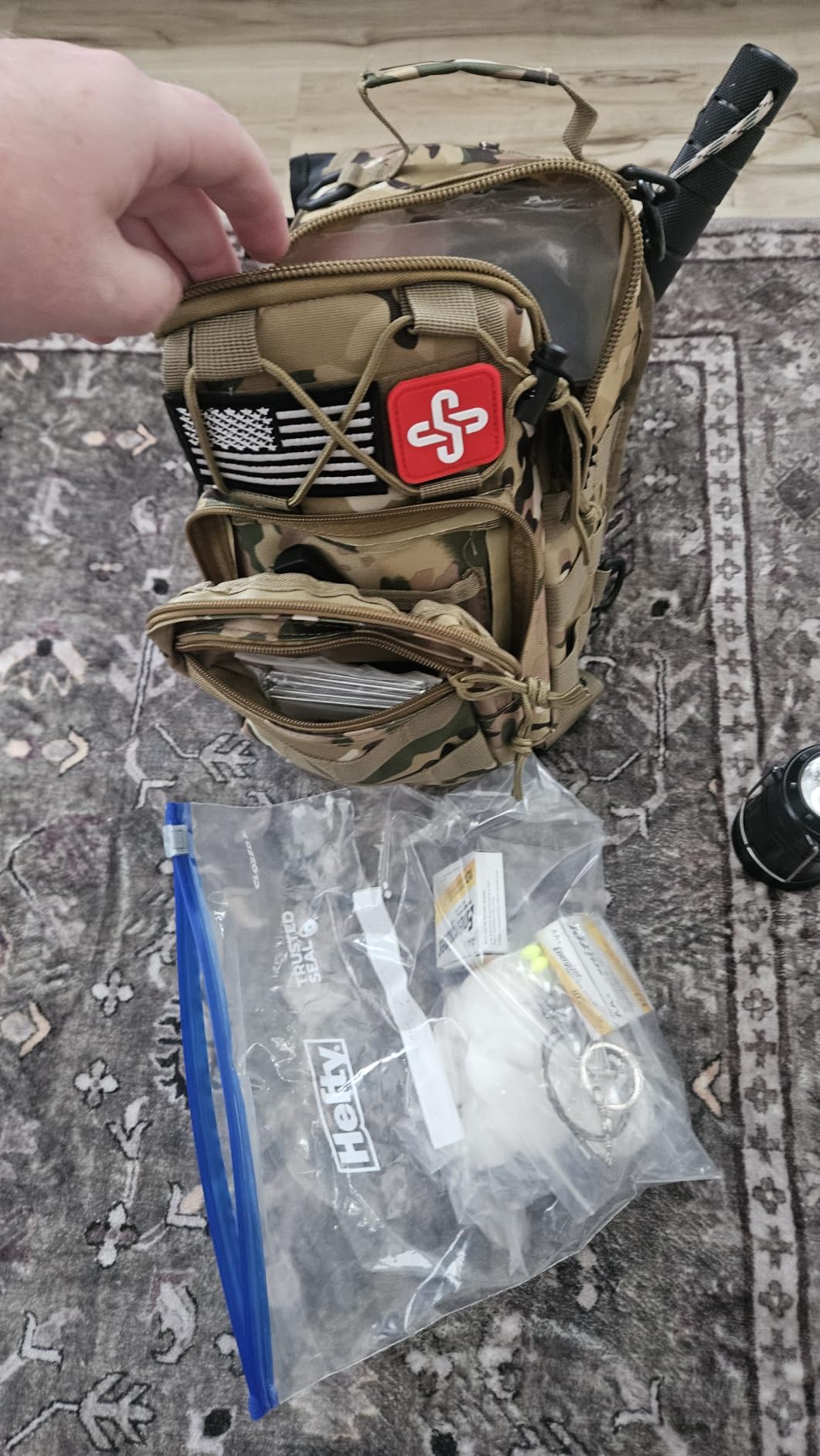 Survival Kit, 262Pcs Survival Gear and Supplies with First Aid Kit Pouch and Crossbody Bag, Emergency Kit with Tent, Camping Axe Hammer, Survival Shovel w/Pick, Bug Out Bag Gifts for Men Women customer photo 2