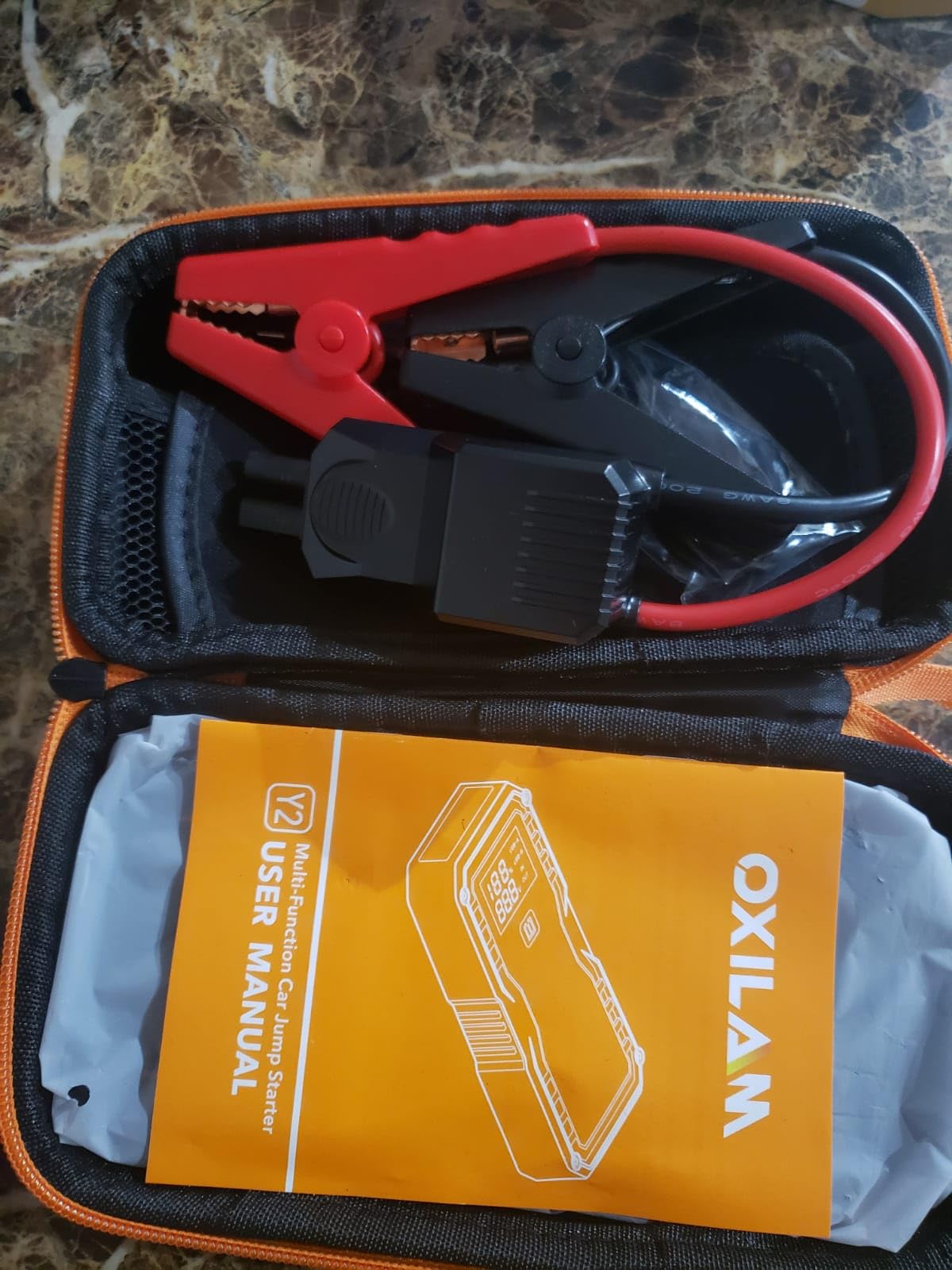 OXILAM Jump Starter 6000A for All Gas/12L Diesel, Car Battery Jumper Starter Portable, 12V Lithium Jump Box with Jumper Cables, LED Display, LED Light, Power Bank with USB, Type C Port customer photo 1