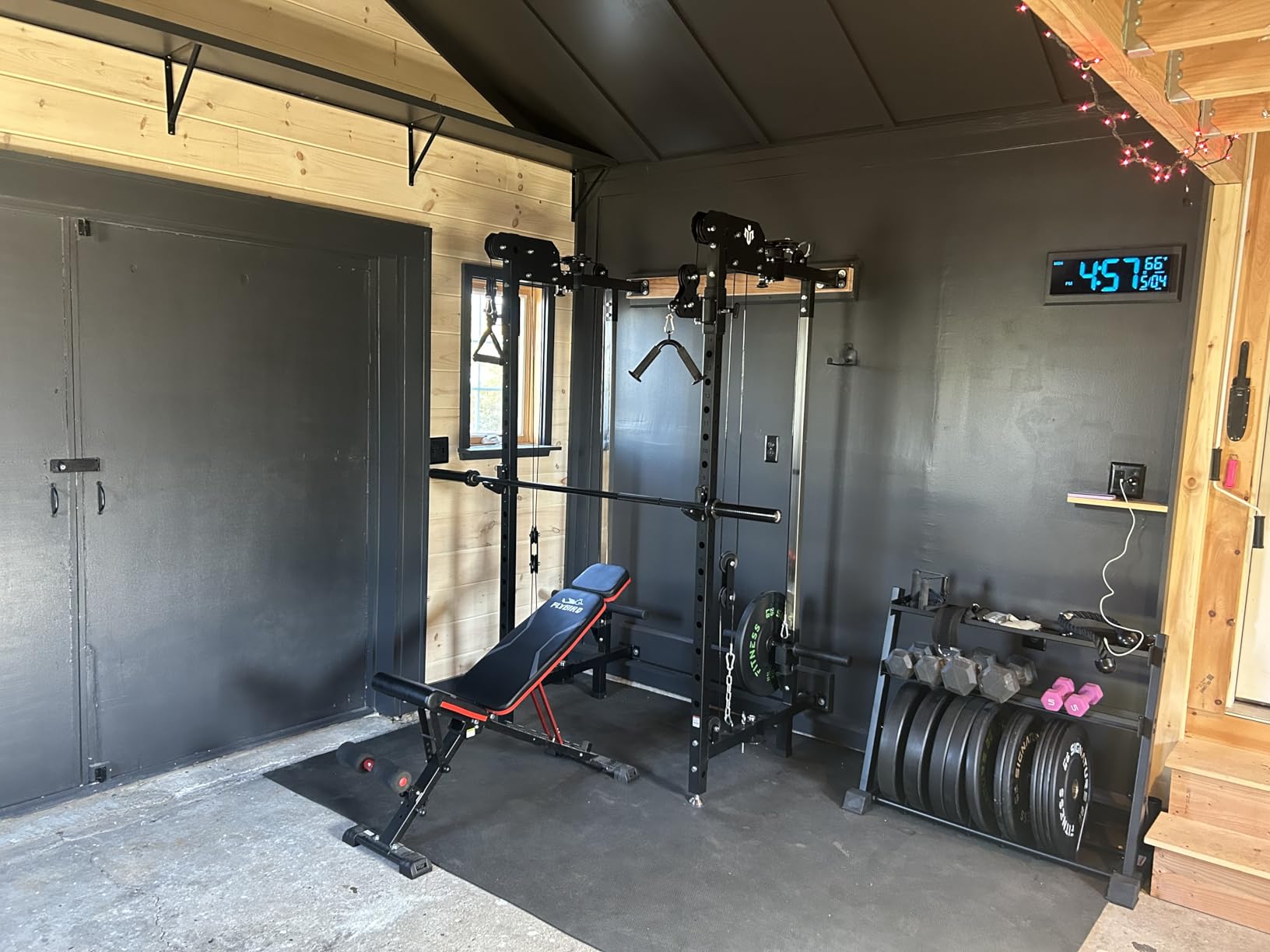 Mikolo Folding Squat Rack, Wall Mounted Power Rack with Cable Crossover Machine & LAT Pull Down, Functional Trainer with 5 Adjustable Function Modes, Home Gym Package customer photo 2