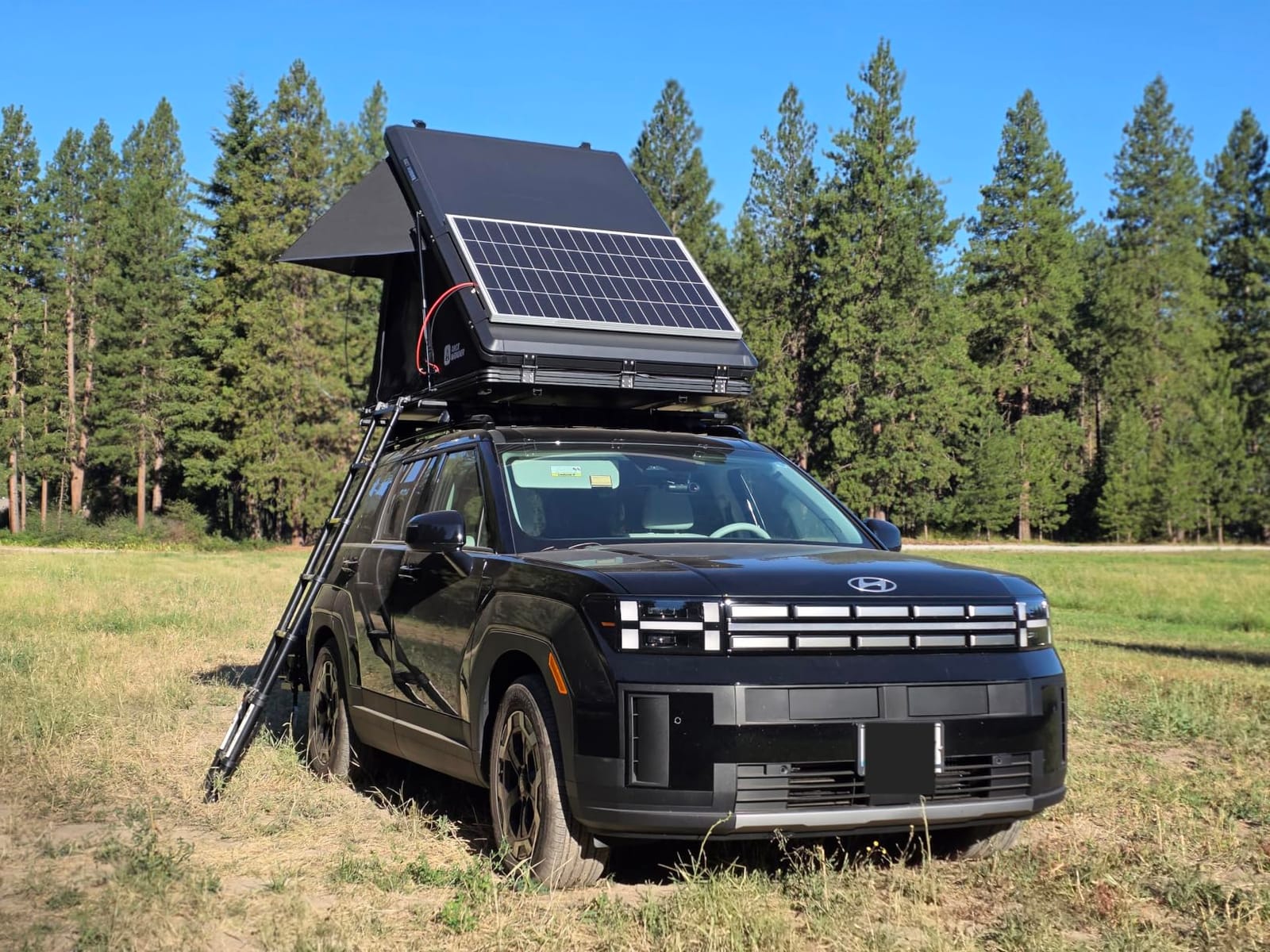 Solar Panel Rooftop Tent Hard Shell, Pop Up Car Roof Top Tent Hardshell | Aluminum Roof Tent with USB Outlet, Luggage Bar, LED Light Strip, Suitable for Jeep SUV Truck, 2 Person Camping customer photo 2