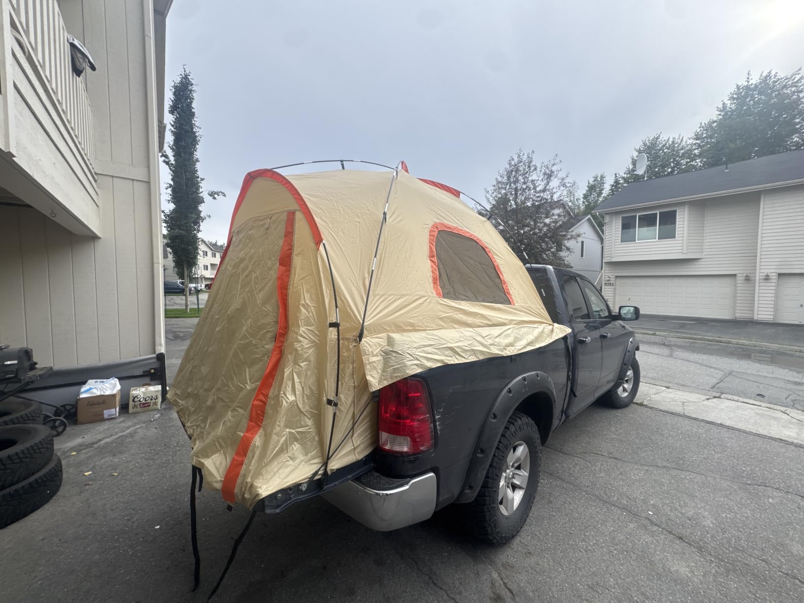 Pickup Truck Tent with Awning Shade, Waterproof PU5000mm Oxford for 5.5-6.3 FT Truck Bed for Camping Travel Outdoor Activities for Chevy Silverado 1500, Ram 1500/Dakota, F150, GMC 1500, Titan, Tundra customer photo 1