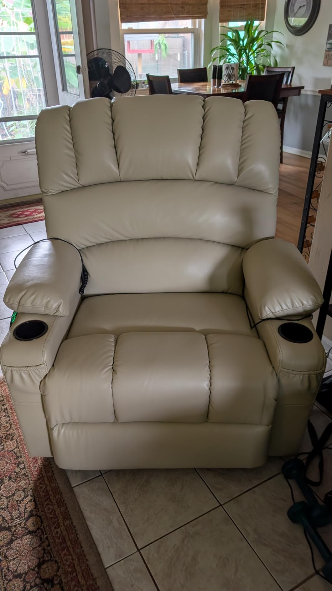 MCombo Oversized Power Lift Recliner Chair for Big and Tall Elderly, R7092 | Heat & Massage, Wider seat, USB & Type C Charging, Cup Holders, FSC, Breathable Faux Leather (Large-Wide, Dark Brown) customer photo 2