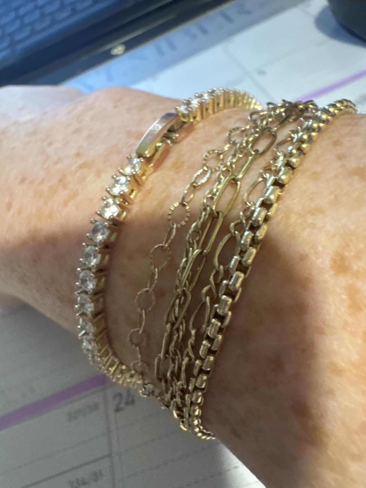 MINDDHA Tennis Bracelet, Gold Plated, 2mm/3mm, 5.5-8