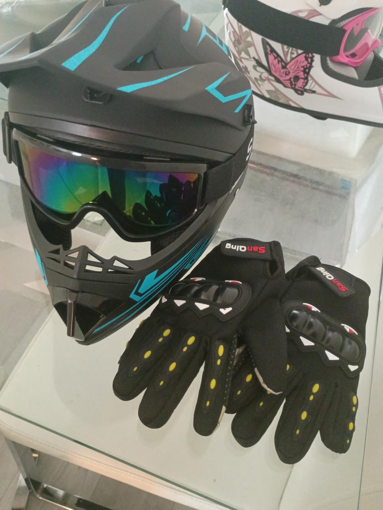 SPARK DOT Certified Youth Motocross Helmet Kids Dirt Bike Helmets - Full Face, Lightweight & Breathable for Off-Road E-Bike BMX MX ATV (with Gloves Goggles Mask) 4Pcs Set customer photo 1