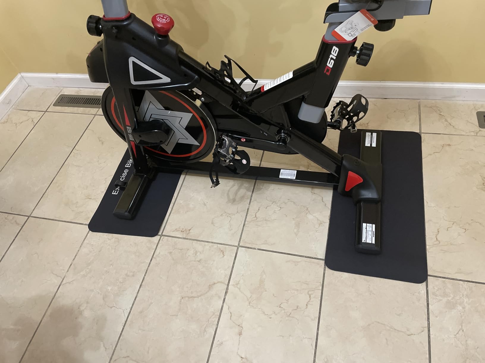 TOBWOLF Non-Slip Mat Compatible with Peloton Bike, Concept 2 Rowing Machine | 2PCS Exercise Bike Mat, Protects for Hardwood Floor & Carpet, Workout Mat for Bike Trainer Stationary Spin Bike, Home Gym Use customer photo 1
