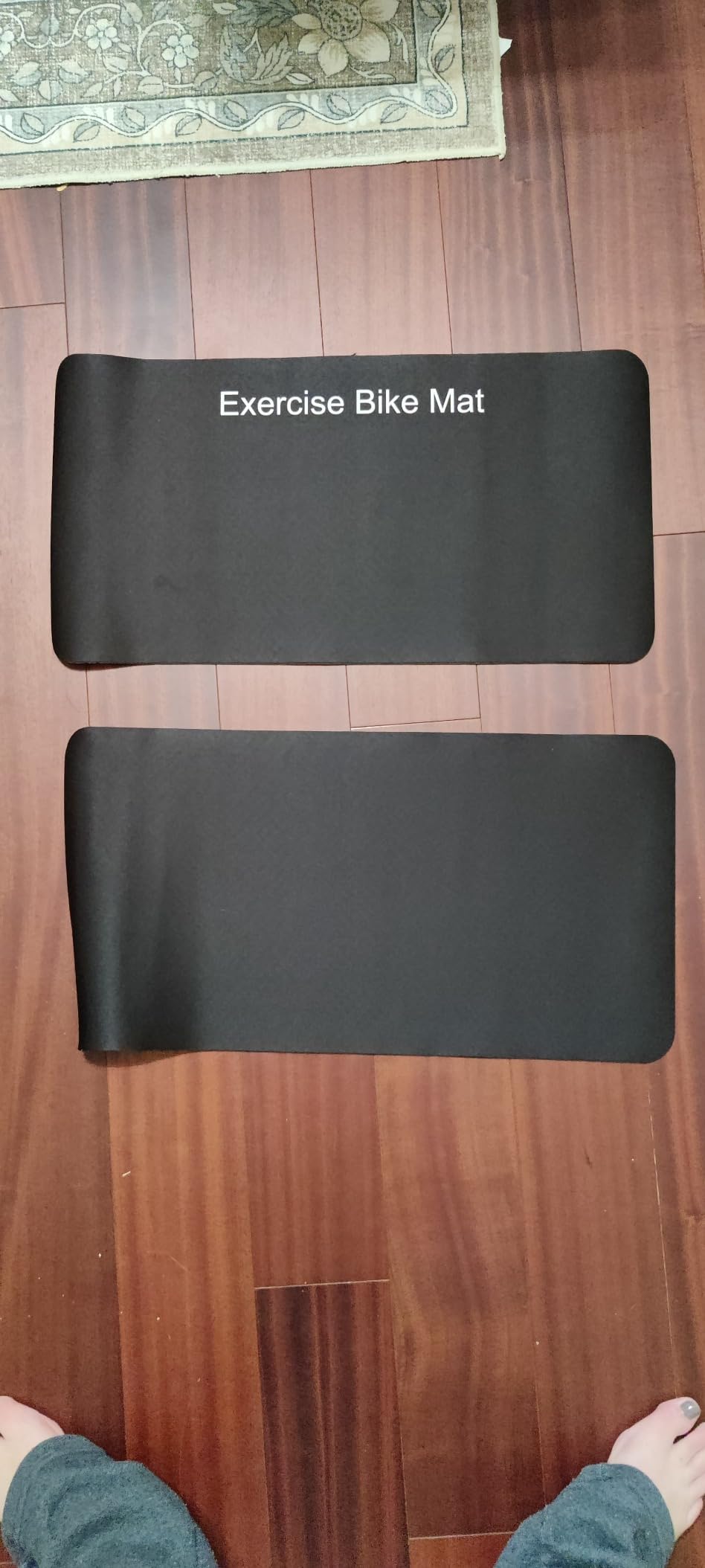 TOBWOLF Non-Slip Mat Compatible with Peloton Bike, Concept 2 Rowing Machine | 2PCS Exercise Bike Mat, Protects for Hardwood Floor & Carpet, Workout Mat for Bike Trainer Stationary Spin Bike, Home Gym Use customer photo 2