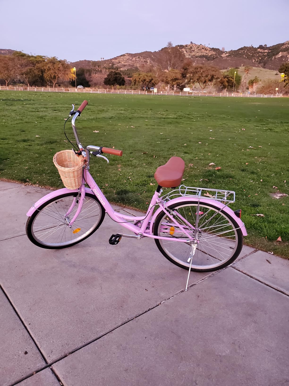Max4out Women Bike Beach Cruiser Bike for Adult, 24 & 26 Inch Comfort Bikes with Rattan Front Basket, Womens Bicycle with Adjustable Seat and Dual V-Brake (Pink & White & Green & Purple & Black) customer photo 1