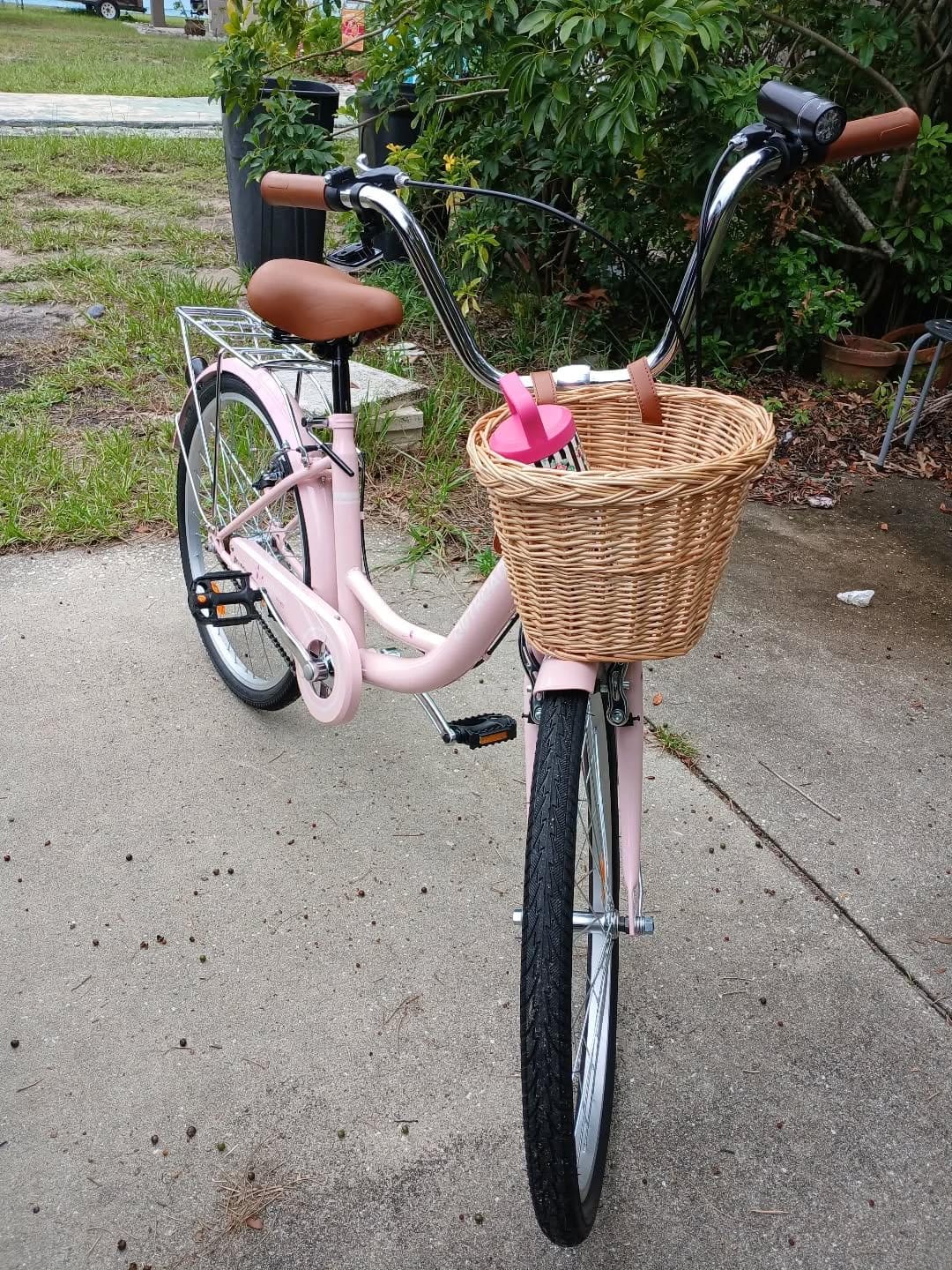 Max4out Women Bike Beach Cruiser Bike for Adult, 24 & 26 Inch Comfort Bikes with Rattan Front Basket, Womens Bicycle with Adjustable Seat and Dual V-Brake (Pink & White & Green & Purple & Black) customer photo 2