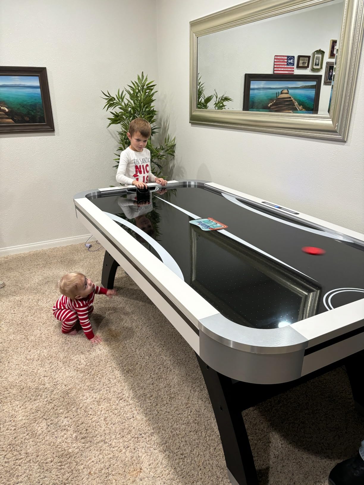 Freetime Fun Air Hockey Table 7 ft Game Table for Adults Light Up - Full Size Arcade Air Powered Indoor LED Hockey Table for Game Room w/Modern Design, Pucks, Paddles customer photo 2