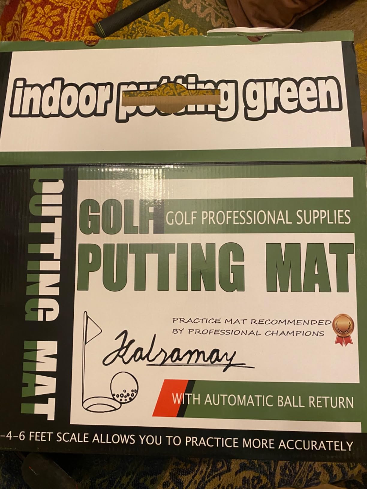 Kalramay Putting Green Indoor Golf Putting Mat - Easy to Assemble with Automatic Ball Return, Wrinkle-Free Close to Real Green Speed, Suitable for Office, Recreation Room, Patio customer photo 1