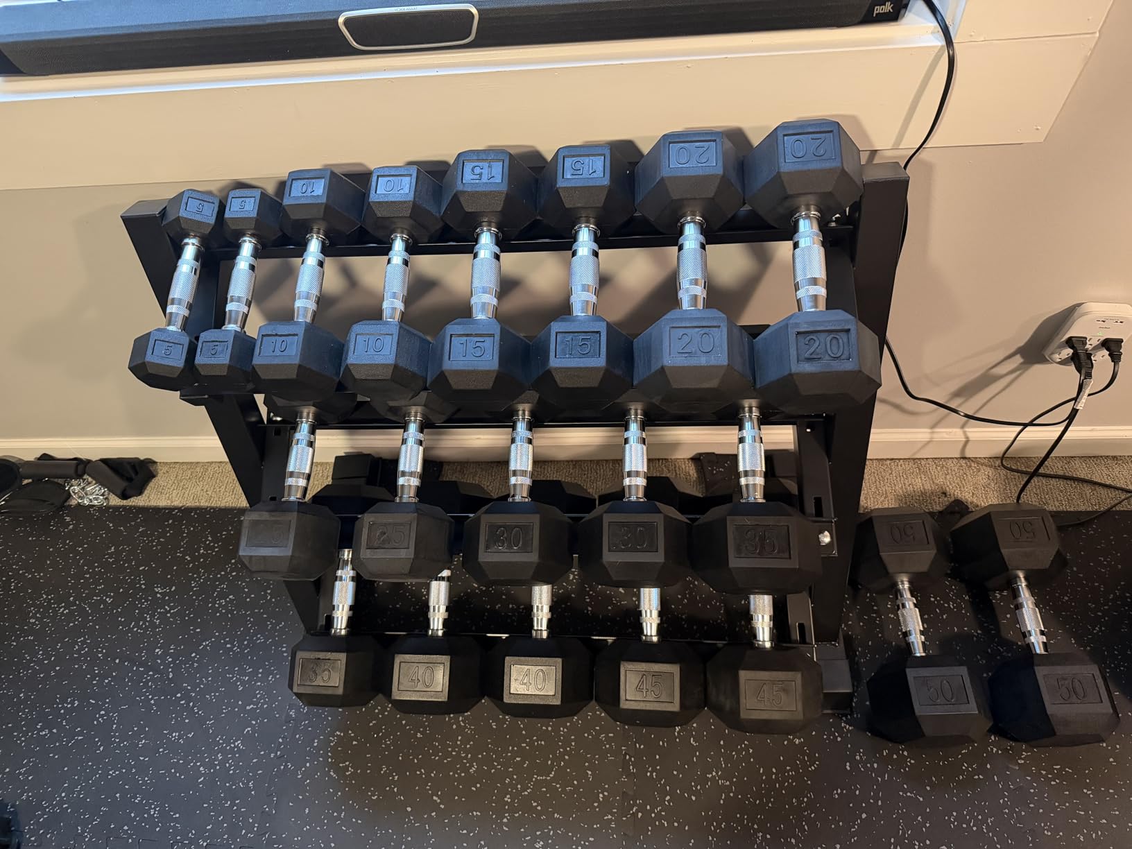 Amazon Basics 3-Tier Adjustable Dumbbell Weight Rack, Sturdy Steel Stand Only, Black customer photo 2