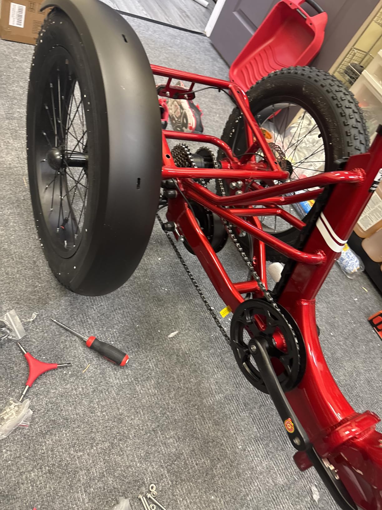Electric Tricycle for Adult, 110 Miles Range, 48V/15Ah&17.4Ah Removable Battery, 500 LB Load, 20'' Fat Tire Electric Trike with Large Basket, 25mph, 960W Peak Motor for City and Mountain Road (Husky Plus) customer photo 1