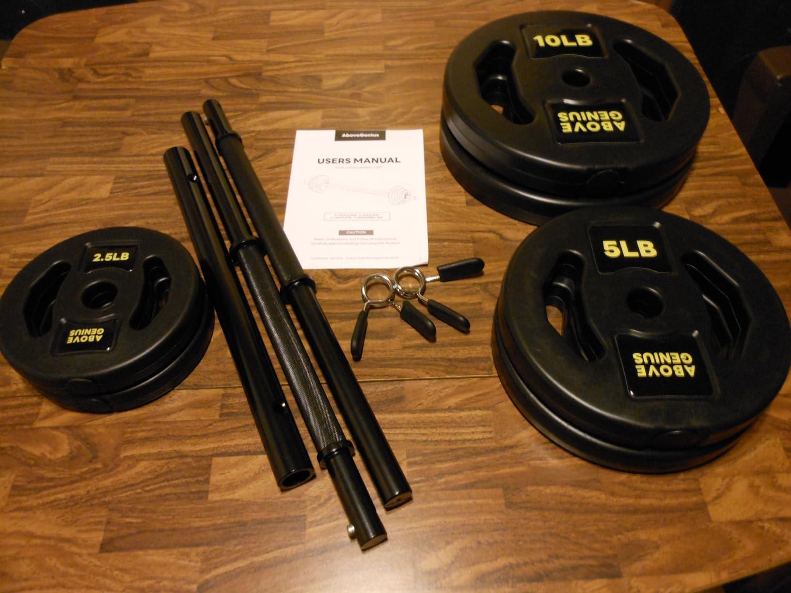 AboveGenius 45 lb Barbell Weight Set, Adjustable Workout Bar | Barbell Weight Set for Home Gym Strength Training, Full Body Workout, Muscle Building, Home Fitness Weight Lifting Equipment customer photo 1