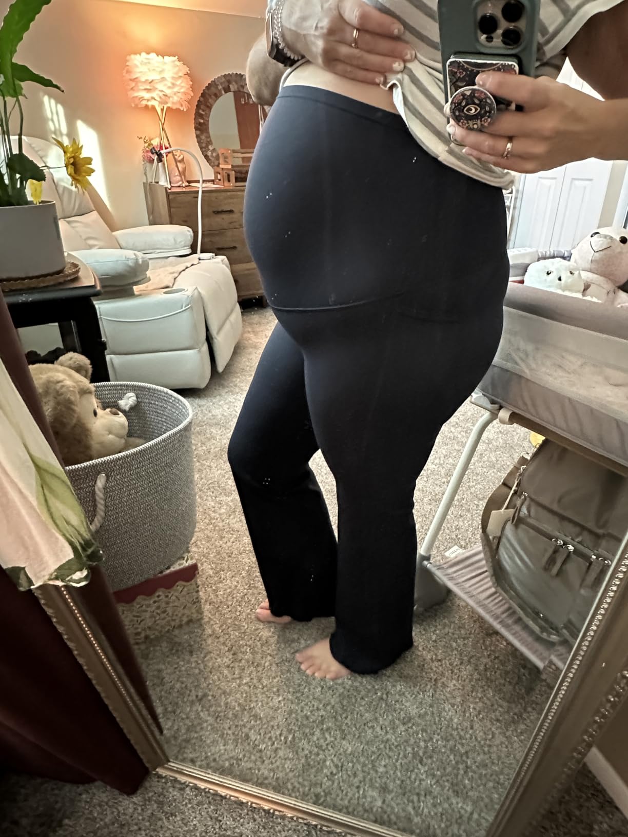 G4Free BareFeel Maternity Flare Leggings Pregnancy Dress Pants for Work - Over the Belly Stretchy Buttery Soft Yoga Office customer photo 2