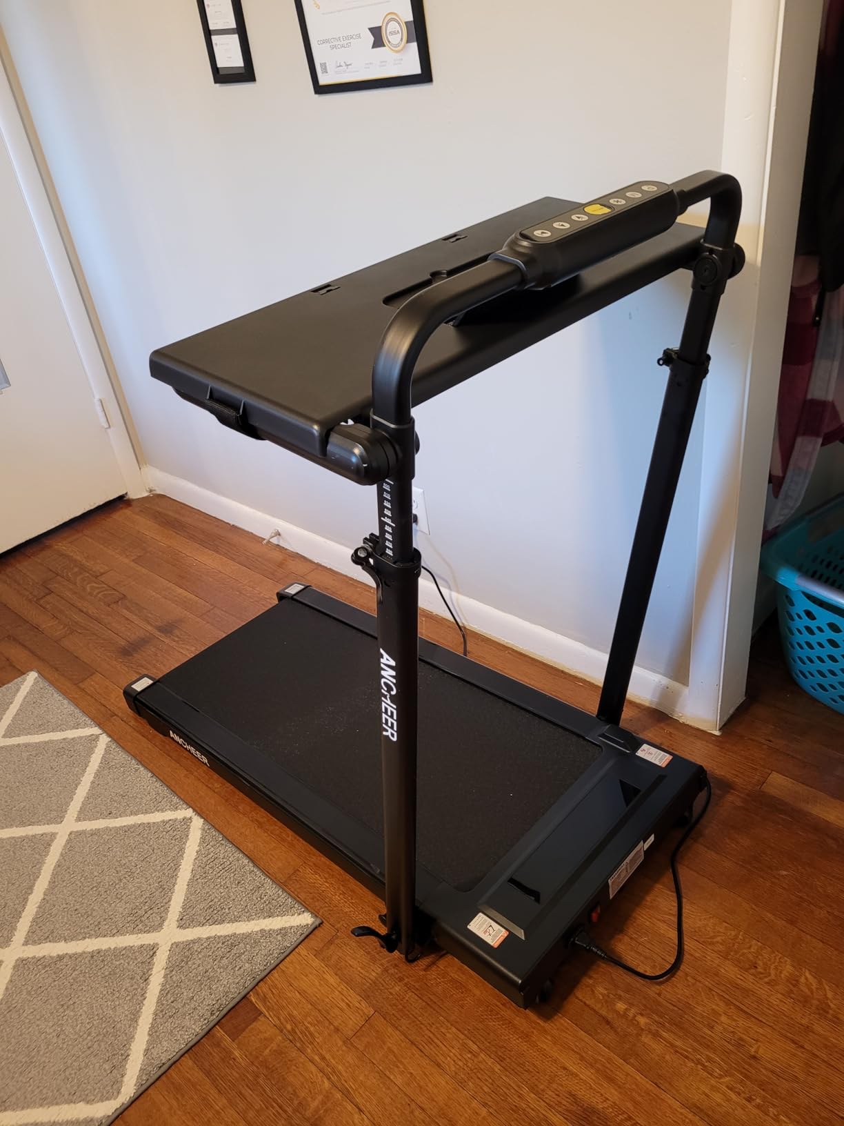 Walking Pad Treadmill with Incline & Adjustable Height, Under Desk Treadmills with Removable Desk Workstation,Foldable Treadmill for Home with Handle/Office 300lbs Max customer photo 2