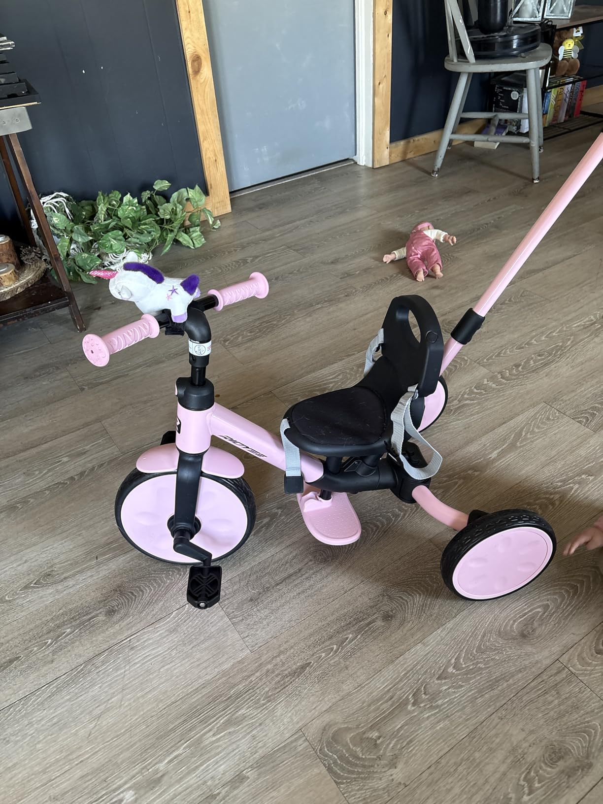 RIDYEE 5-in-1 Toddler Tricycle Ages 1.5-5, Parent Steering Trike | Pink, Tool-Free Conversion to Balance Bike, Safety Belt, Removable Backrest & Footrest customer photo 2