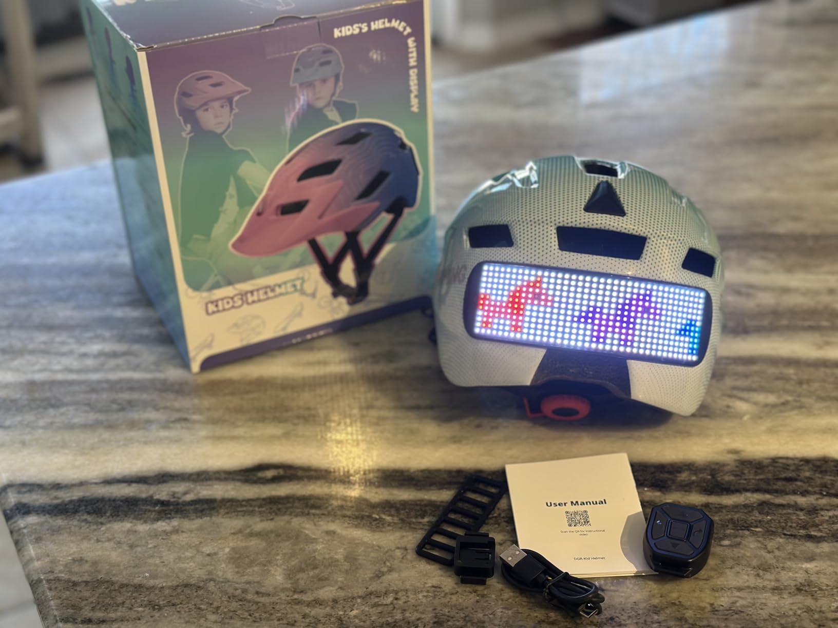 Kids Helmet - Toddler Bike Helmet with LED Turning/Stop Signals & Customizable Display - Breathable Lightweight Boy/Girl Helmet for Skateboard, Roller Skate, Scooter customer photo 1