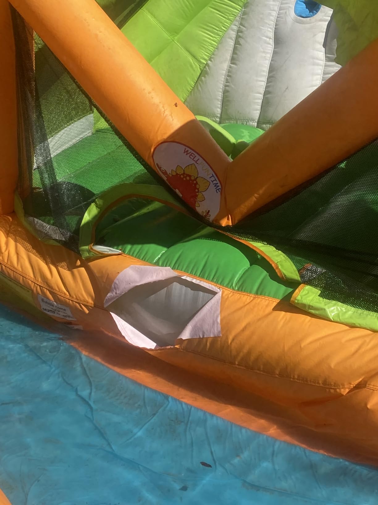 WELLFUNTIME Inflatable Water Double Slides Park with Blower, Bouncy Castle with Water Cannon, Dino Pool, Frog Castle, Climbing Wall, Basketball Hoop, Backyard Water Park for Kids customer photo 2