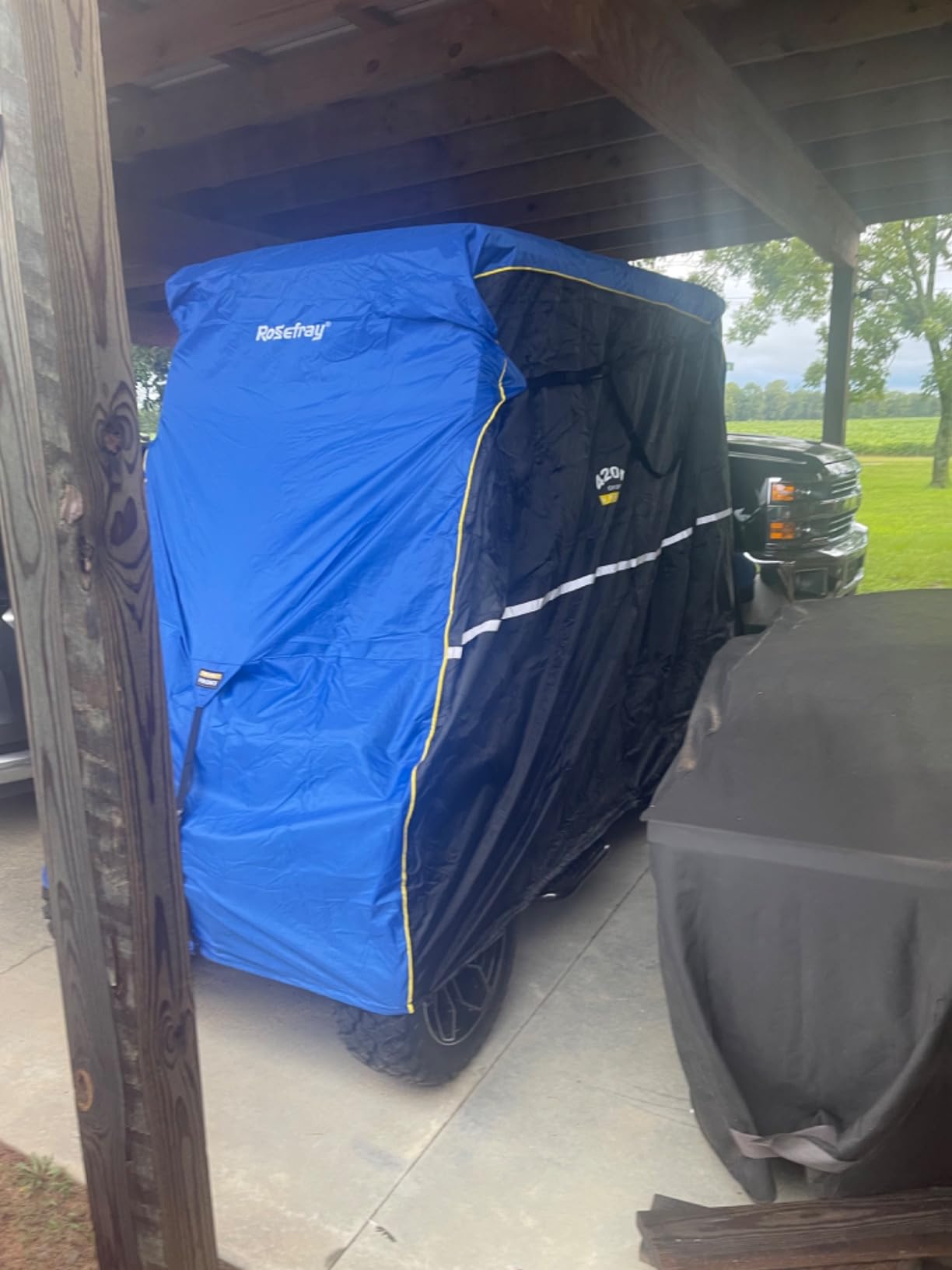 Golf Cart Cover - Heavy-Duty 420D Oxford Fabric, Waterproof & Windproof Design - Fits Club Car, EZGO, Yamaha 2+2/4 Passenger Carts Light Tan customer photo 2