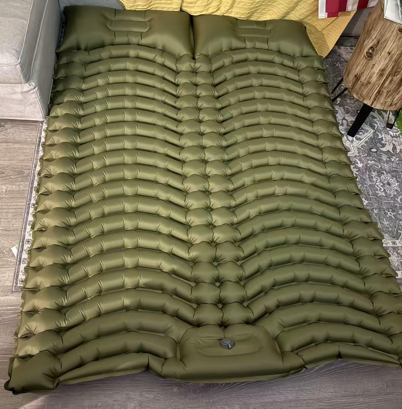 Double Camping Sleeping pad with Pillow & Built-in Foot Pump | Ultralight Camping Mattress, Compact Inflatable 2-Person Portable Mat for Backpacking, Hiking, Car Traveling, Beach, Tent customer photo 1