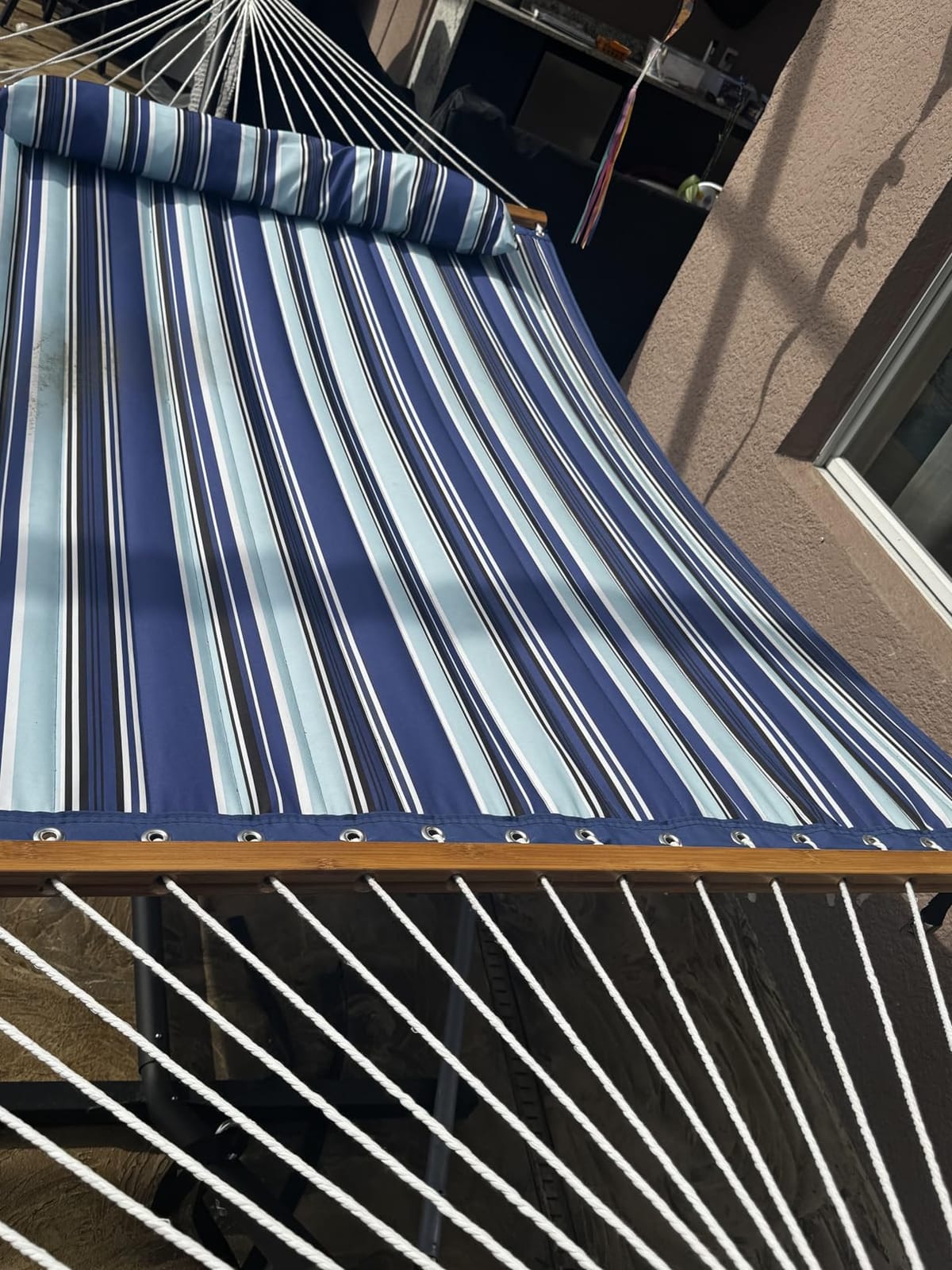 ANAGOO Double Hammock with Stand 500lbs Heavy Duty Outdoor Two Person White | 500 LBS Capacity, Stable Steel Frame, Balance Strap, Tool-Free Assembly, For Patio Garden customer photo 1