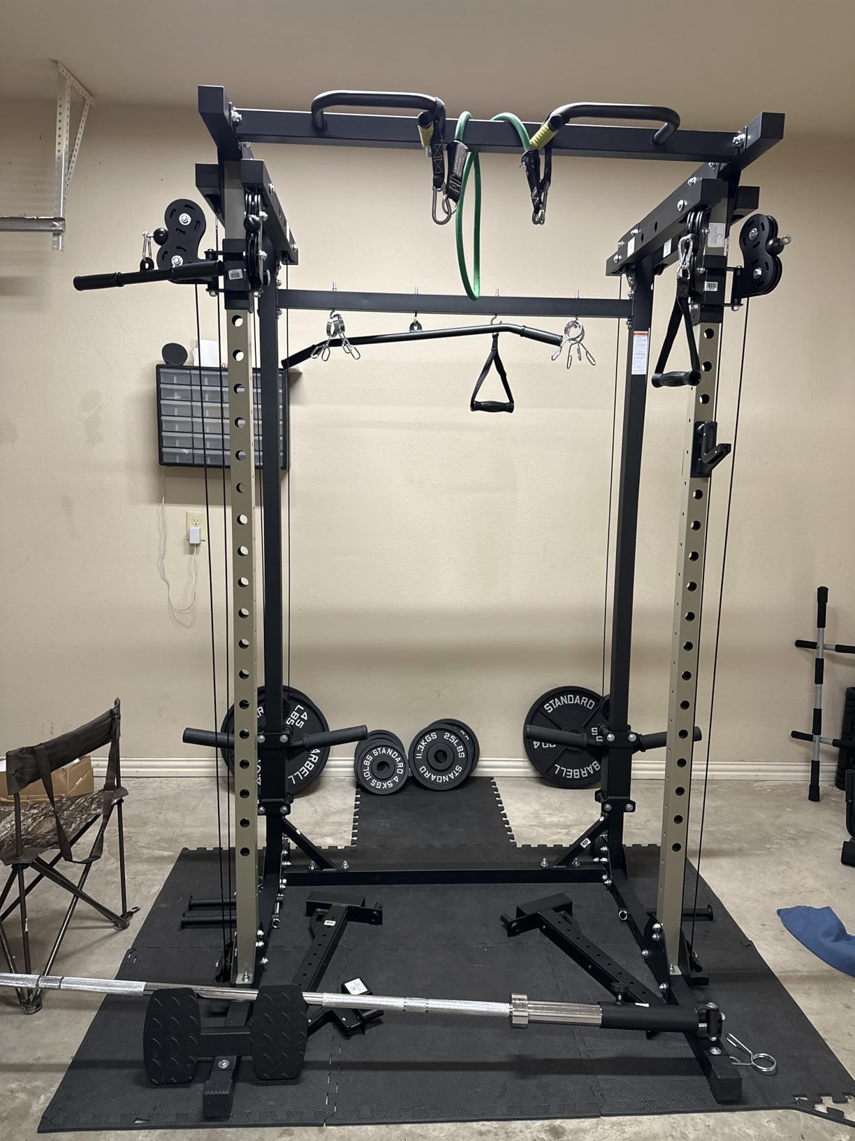 Drone3 Power Rack, 2500lbs Multi-Function Home Gym Squat Rack with Dual Pulley System, Pull-Up Bar & J-Hooks, Heavy-Duty Steel Frame for Maximum Stability & Strength Training customer photo 2