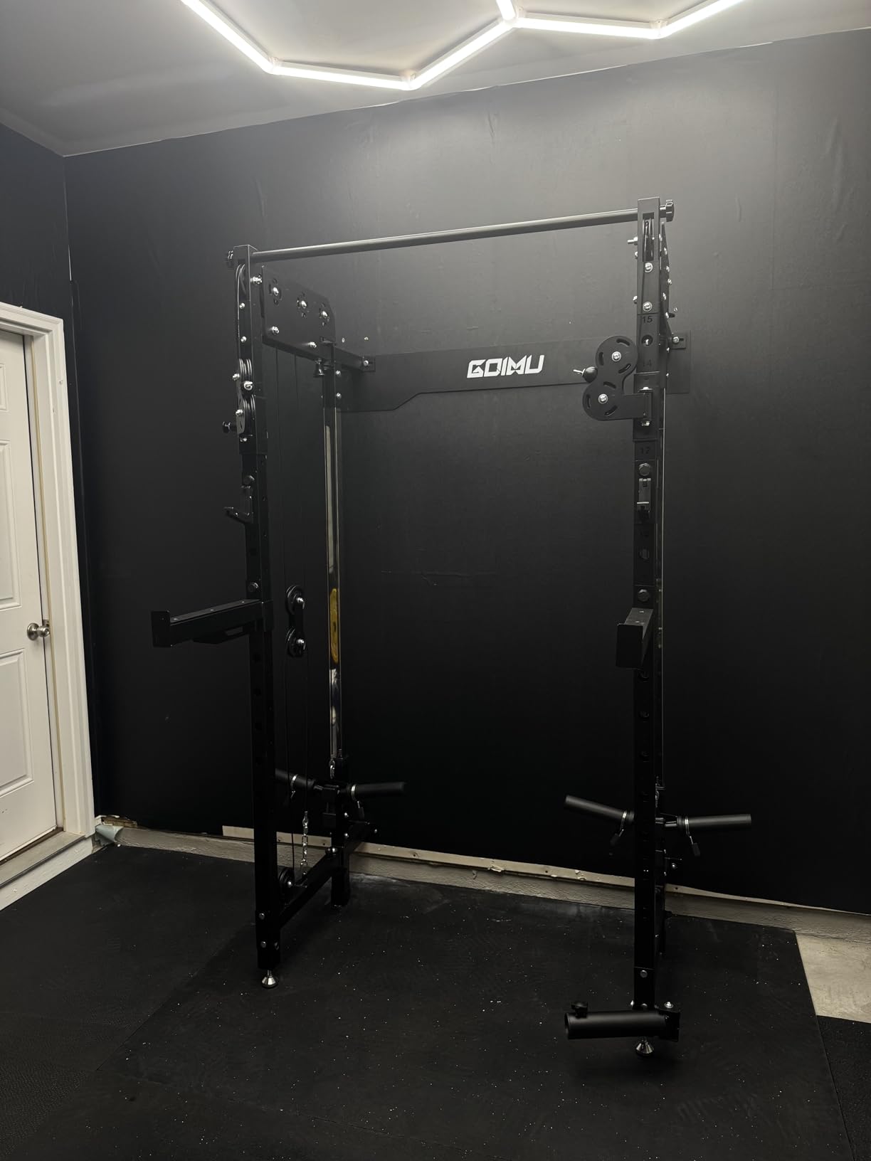 WM3-V4 Folding Squat Rack, Wall Mounted Power Rack with Dual Independent Pulley System, Functional Trainer with 5 Adjustable Function Modes for Space Saving customer photo 1