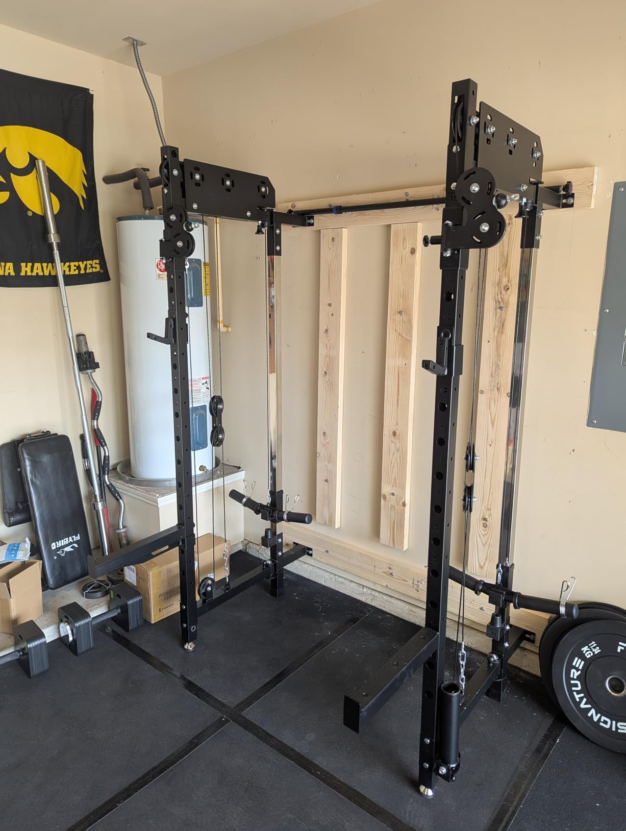 WM3-V4 Folding Squat Rack, Wall Mounted Power Rack with Dual Independent Pulley System, Functional Trainer with 5 Adjustable Function Modes for Space Saving customer photo 2