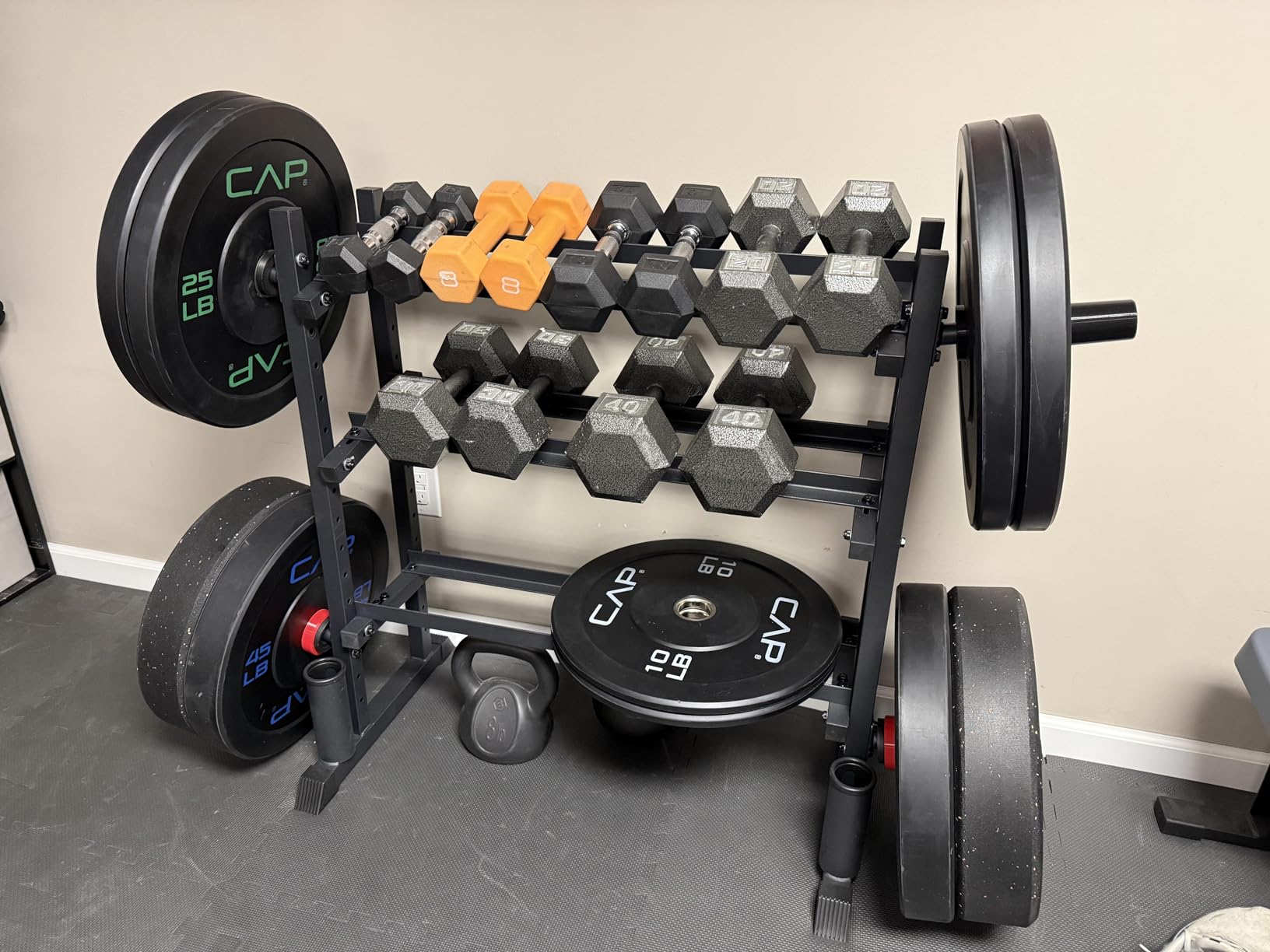 Jusgym Dumbbell Rack Stand Only, 3 Tier Adjustable Height & Angle 1100LBS, H-Shaped Stable Frame, Heavy Duty Weight Rack for Home Gym customer photo 1
