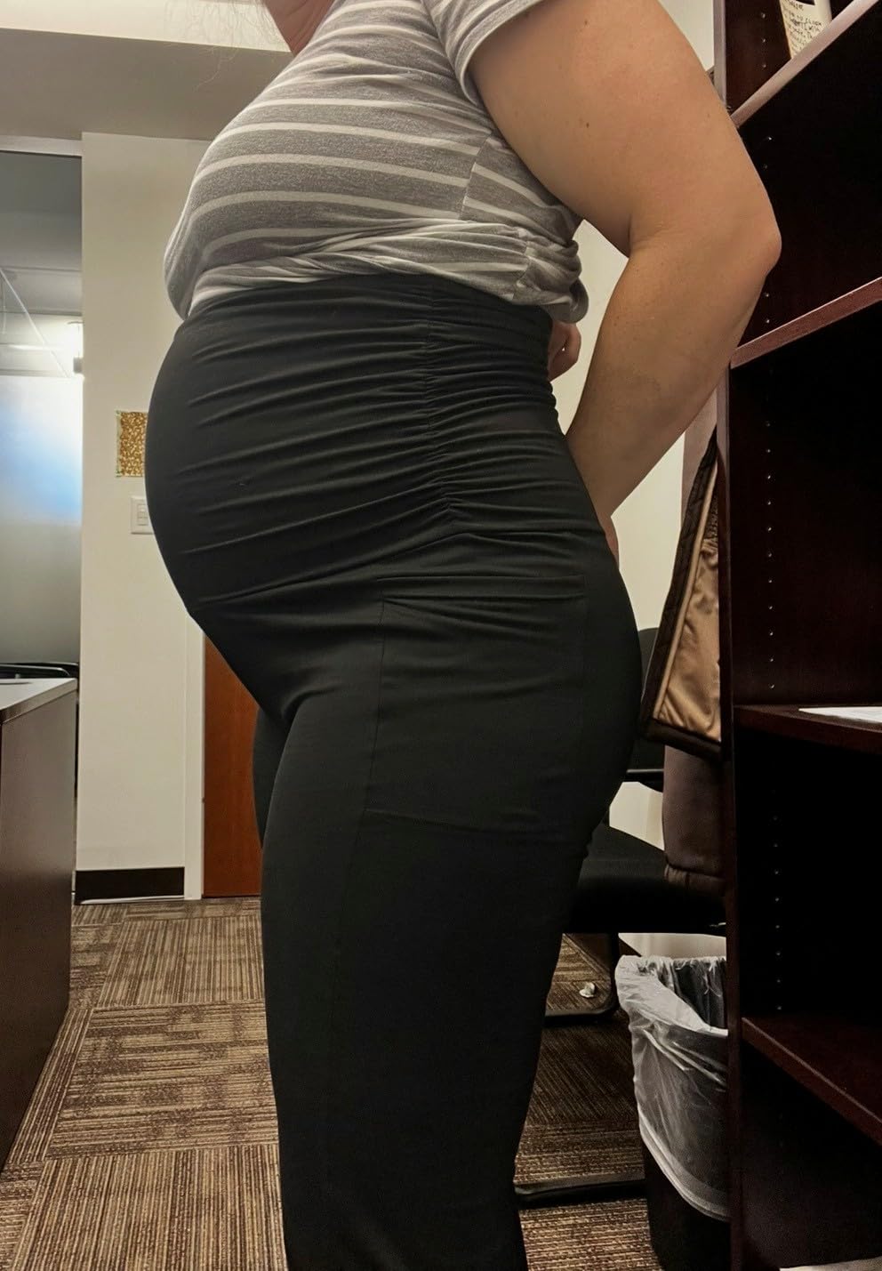 Leafigure Maternity Flare Leggings with Pockets - Buttery Soft High Waisted Over The Belly Pregnancy Pants customer photo 1