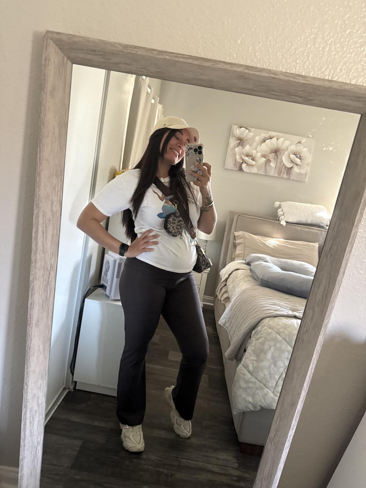 Leafigure Maternity Flare Leggings with Pockets - Buttery Soft High Waisted Over The Belly Pregnancy Pants customer photo 2