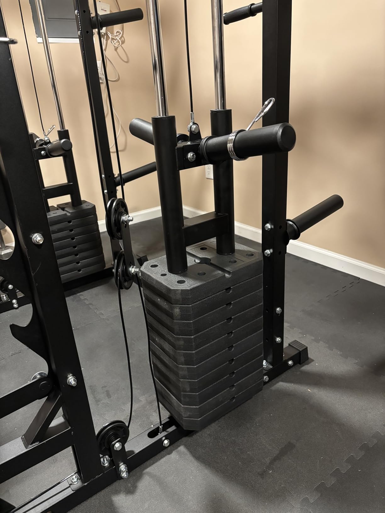 Drone2 Advanced Training Smith Machines - All-in-One Home Gym Squat Rack with Aluminum Pulley Set, Weight Bar, Dual LAT Pull-Down Systems & Cable Crossover Machine for Full-Body Workouts customer photo 1