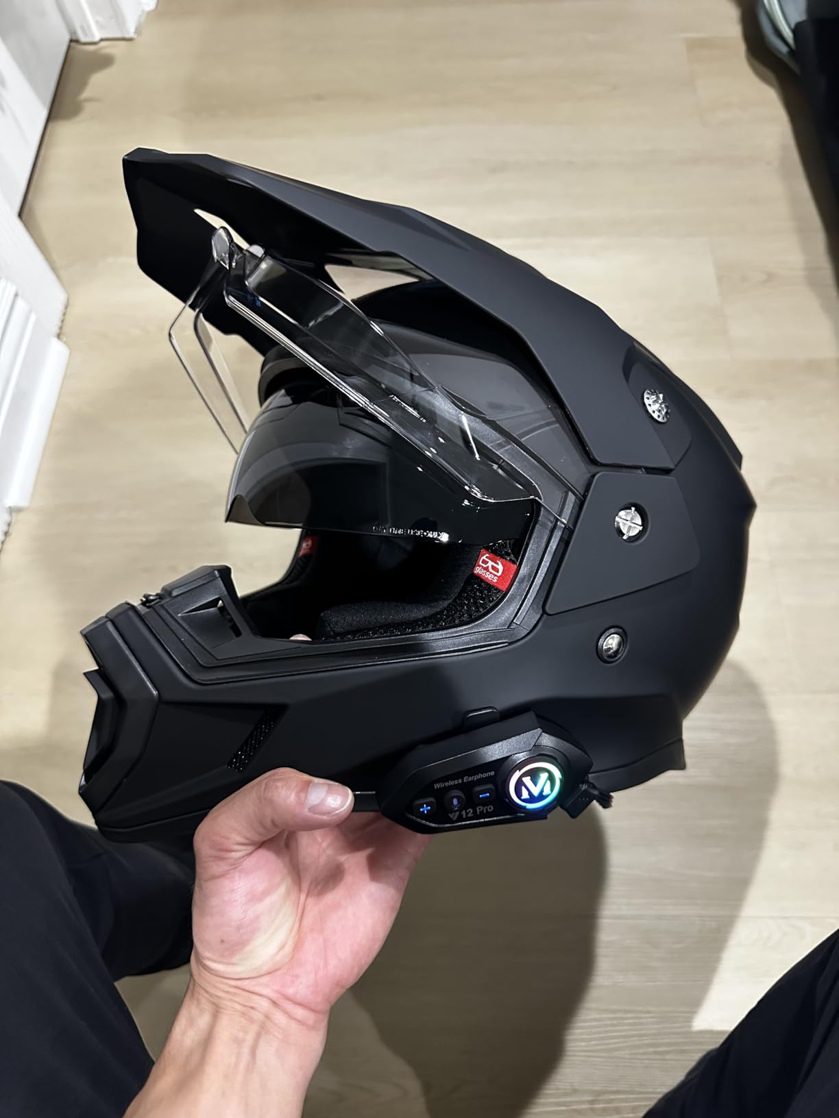Motorcycle Helmet Bluetooth Headset 2 Way Intercom 550 Yards, HIFI Sound, Noise Cancellation, Music Share, 1000mAh, Helmet Speakers Headphones FM, Waterproof, Voice Assistant customer photo 1