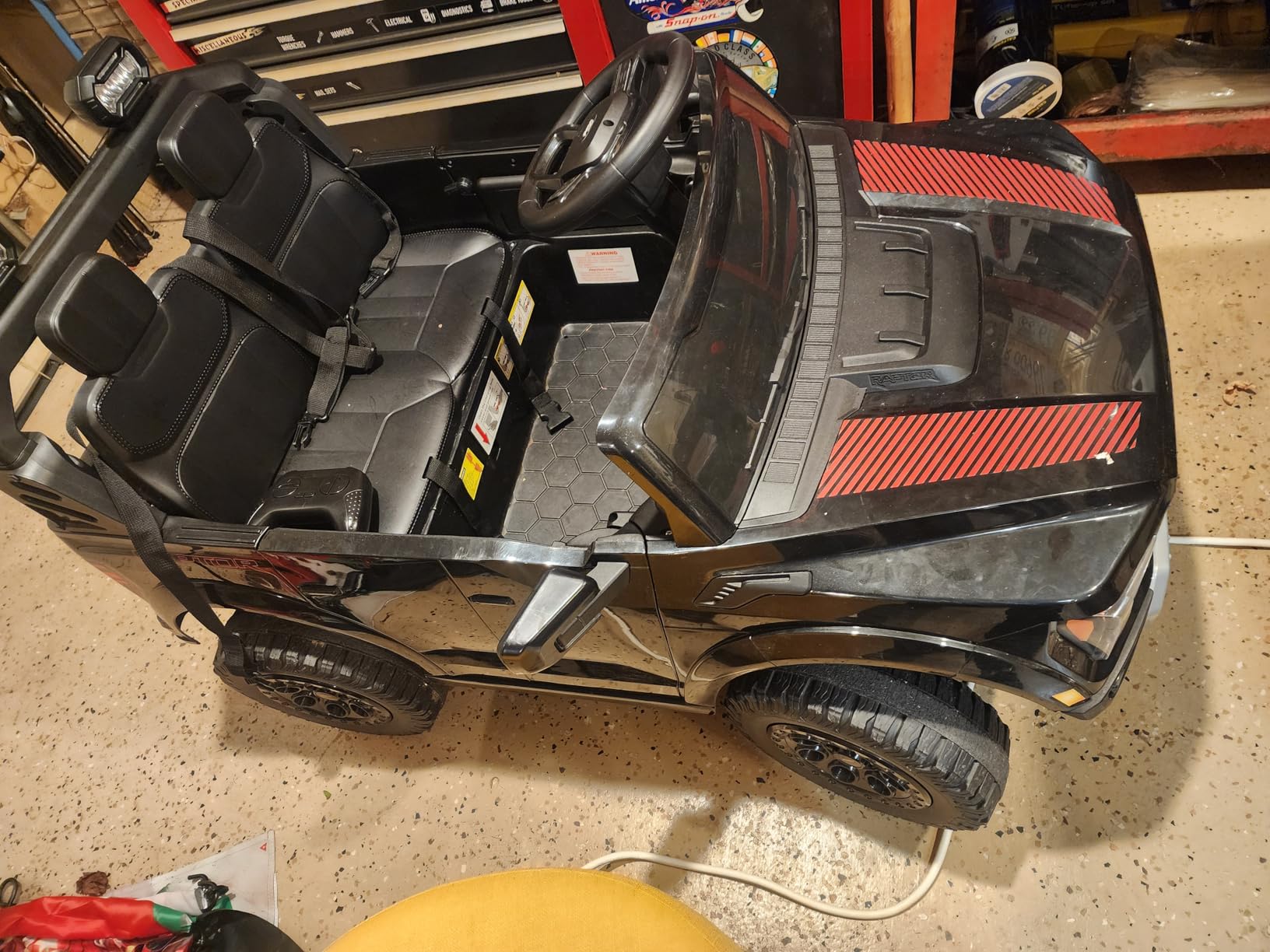 First Ride On 24V Kids Ride On Truck, Licensed Ford F-150 Raptor 2 Seater Electric Car w/Remote Control, Kids Ride On Car Toys w/LED Lights, Bluetooth, Music, Truck Bed Storage, Soft Start (White) customer photo 2
