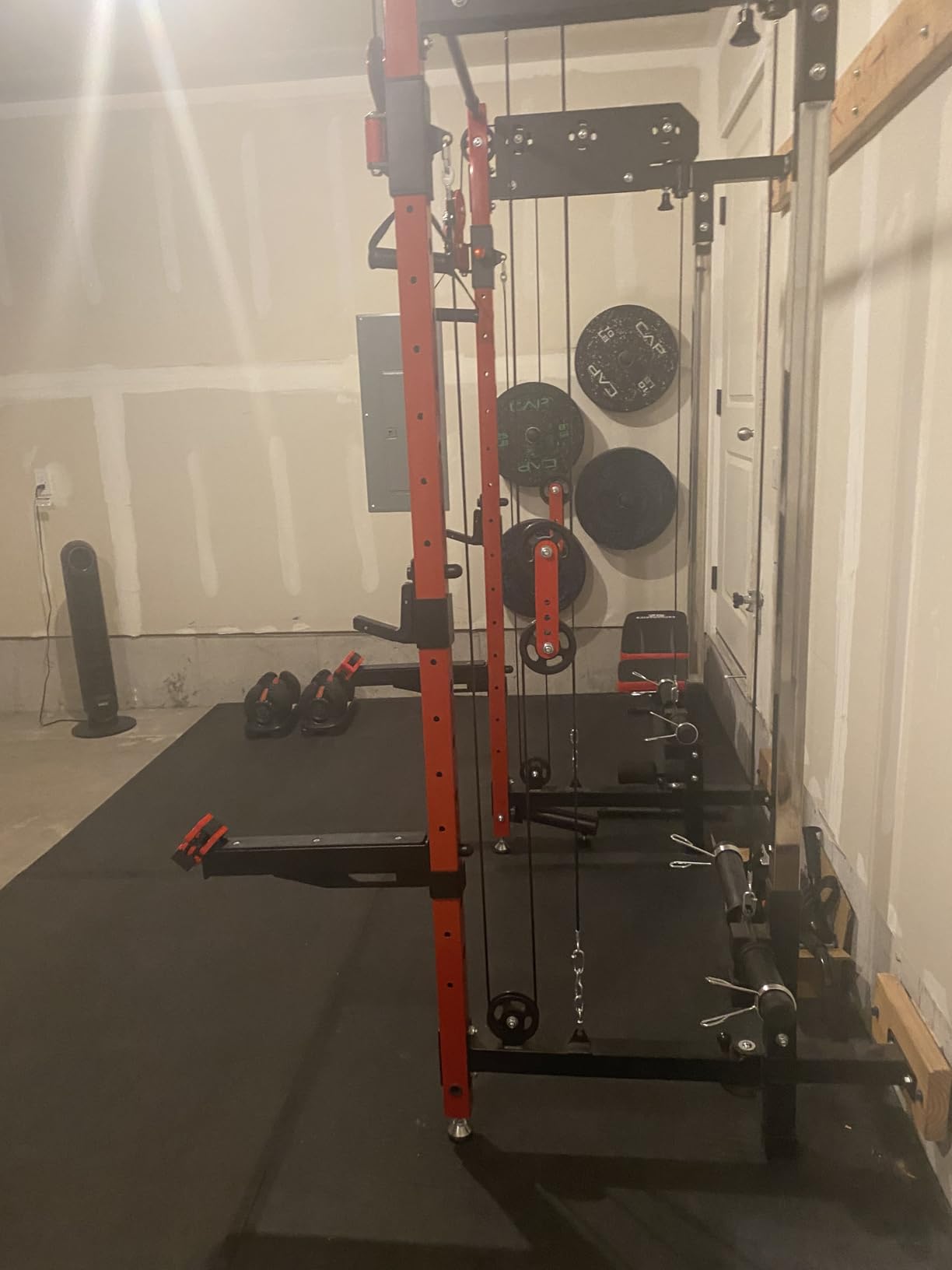WM3-V4 Folding Squat Rack, Wall Mounted Power Rack with Dual Independent Pulley System, Functional Trainer with 5 Adjustable Function Modes for Space Saving customer photo 1