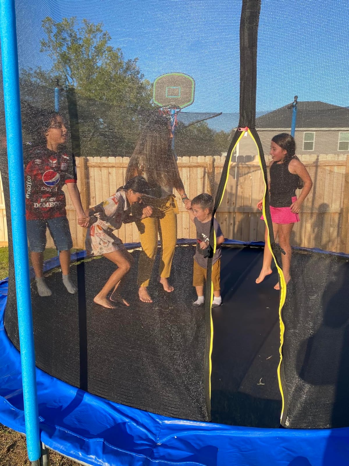 Trampoline with Net Trampoline Outdoor for Kids 10-14FT | ASTM Approved Kids Trampoline with Basketball Hoop, Galvanized Spring, Portable Ladder for Backyard customer photo 2