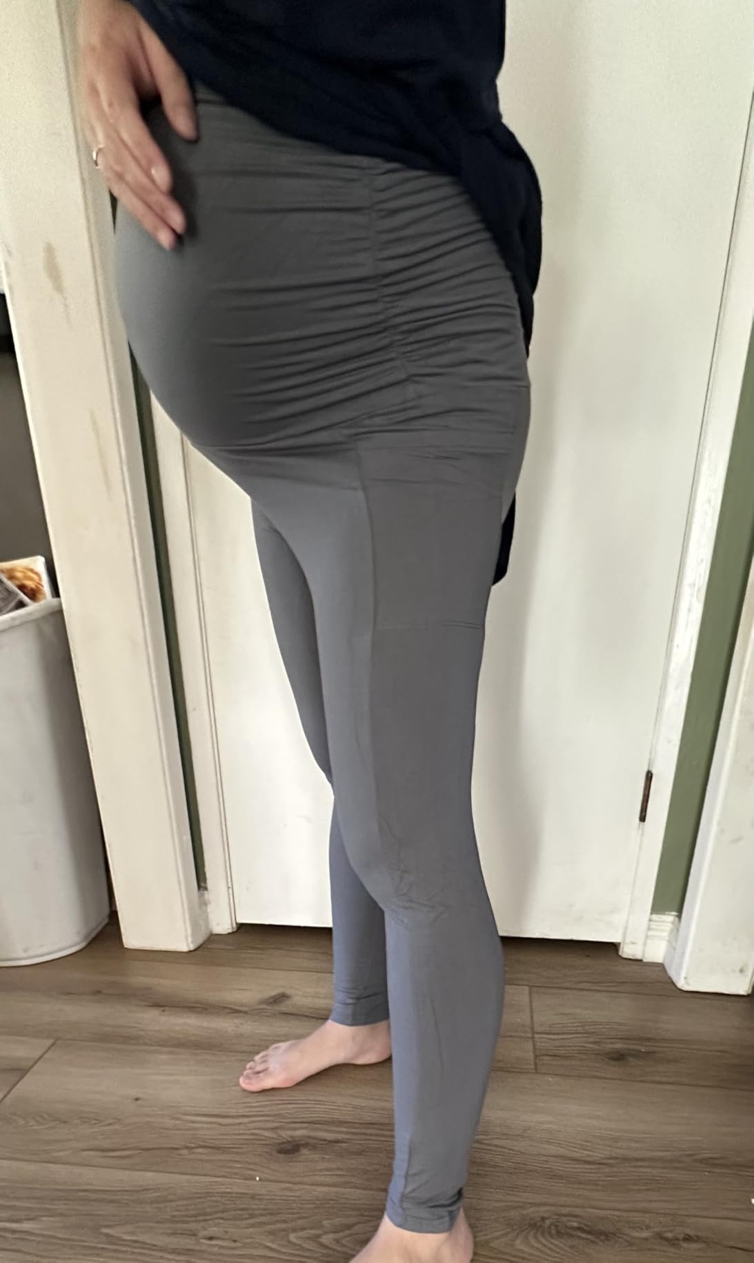 Leafigure Womens Maternity Pants with Pockets Over The Belly - Buttery Soft Stretchy Workout Yoga Pregnancy Pants customer photo 1