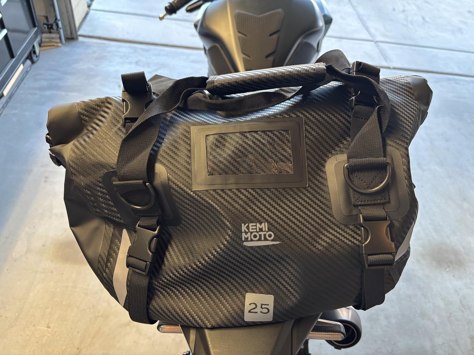 KEMIMOTO Waterproof Motorcycle Dry Bag - Duffle Tail Bag Soft Luggage, 25L/40L/65L Large Capacity with 4 Quick-Release Straps, Dustproof for Touring, Adventure, Motorcycling & Camping Black customer photo 2