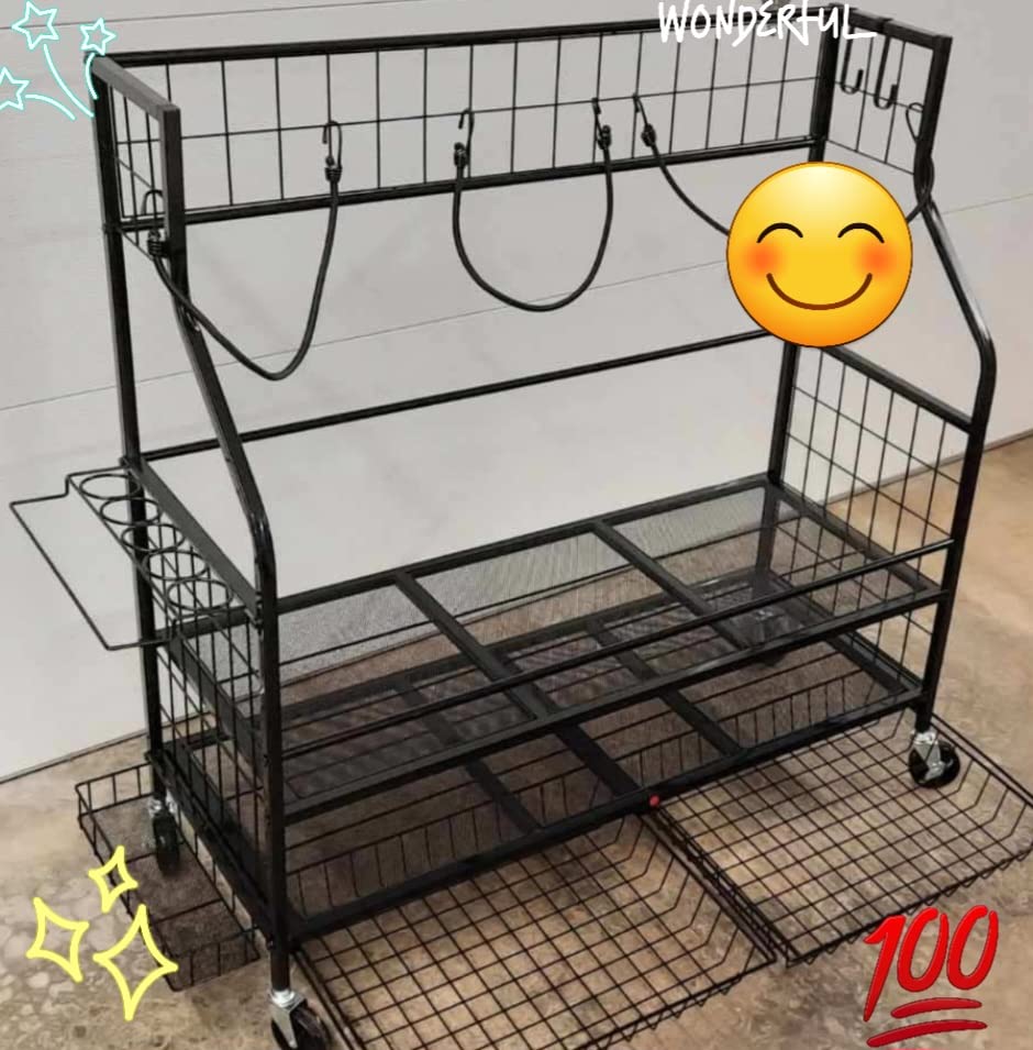 FHXZH Golf Bag Storage Garage Organizer - Golf Bag Stand with Wheels | Holder Golf Clubs, Balls, Shoes, Golf Equipment Accessories, Rolling Storage Rack For Garage, Home, Club, Basement, Shed customer photo 2